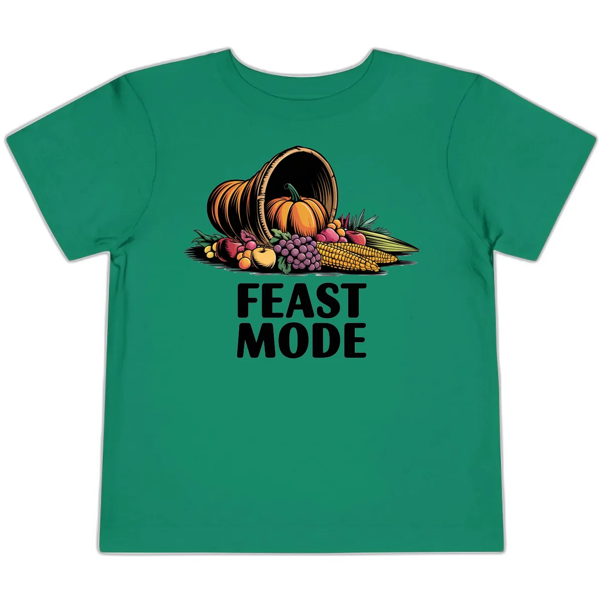 Thanksgiving Cornucopia Feast Mode Toddler T-Shirt in Kelly