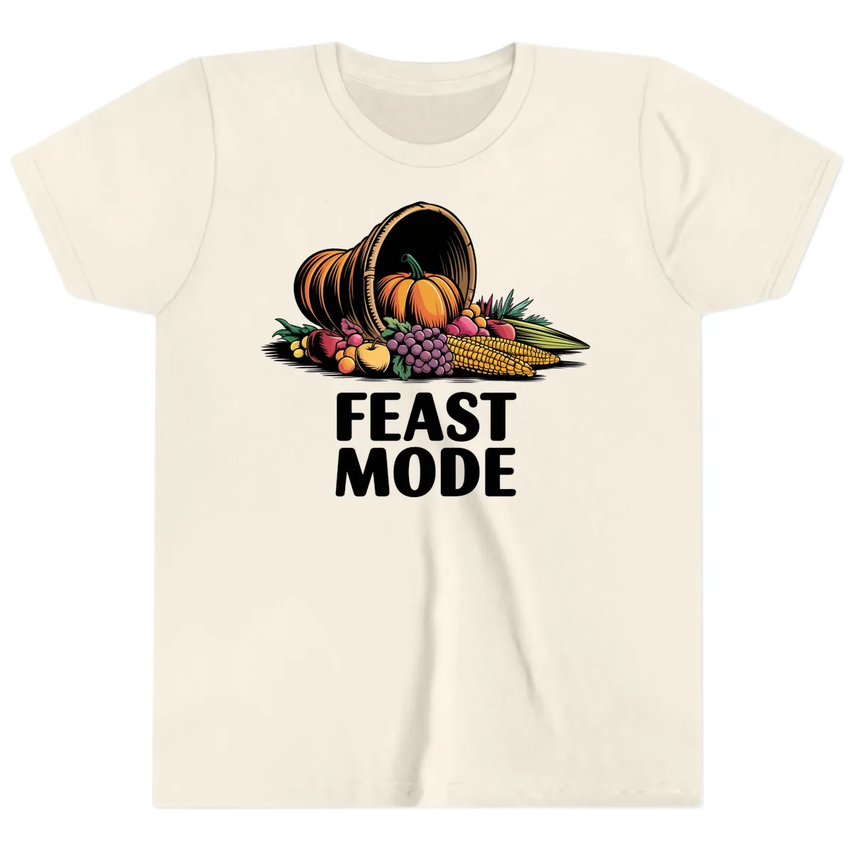 Thanksgiving Cornucopia Feast Mode Youth T-Shirt in Natural