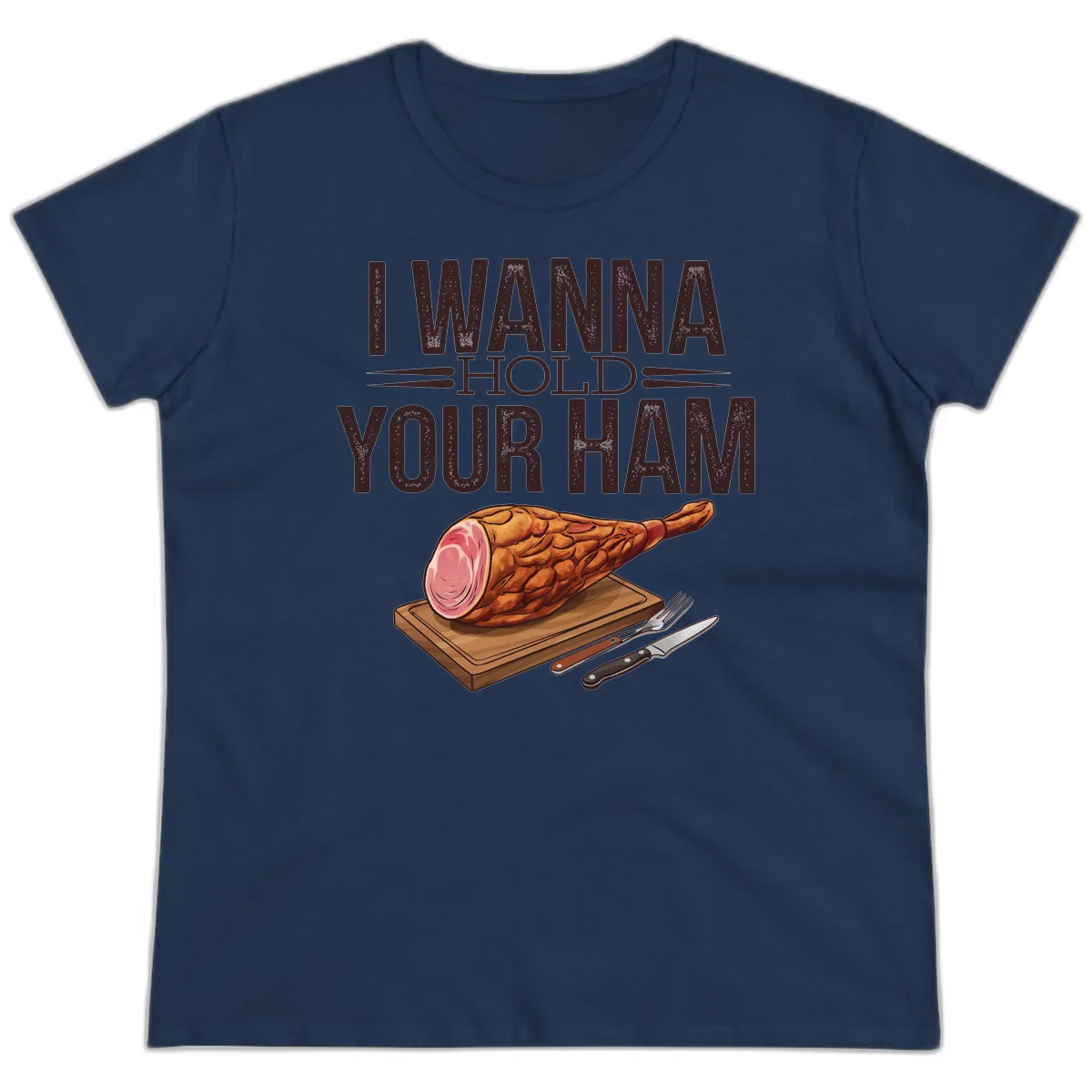 I Wanna Hold Your Ham Graphic Ladies Tee in Navy
