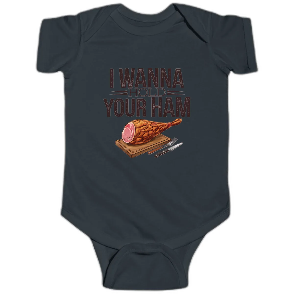I Wanna Hold Your Ham Graphic Baby Onesie in Black