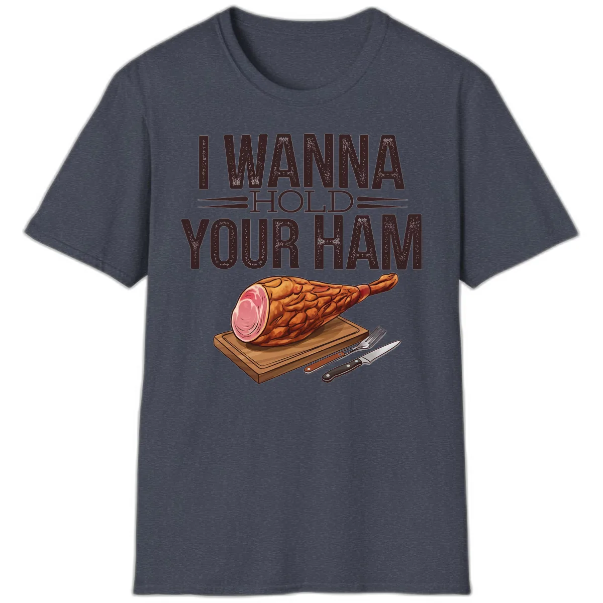 I Wanna Hold Your Ham Graphic T-Shirt in Heather Navy