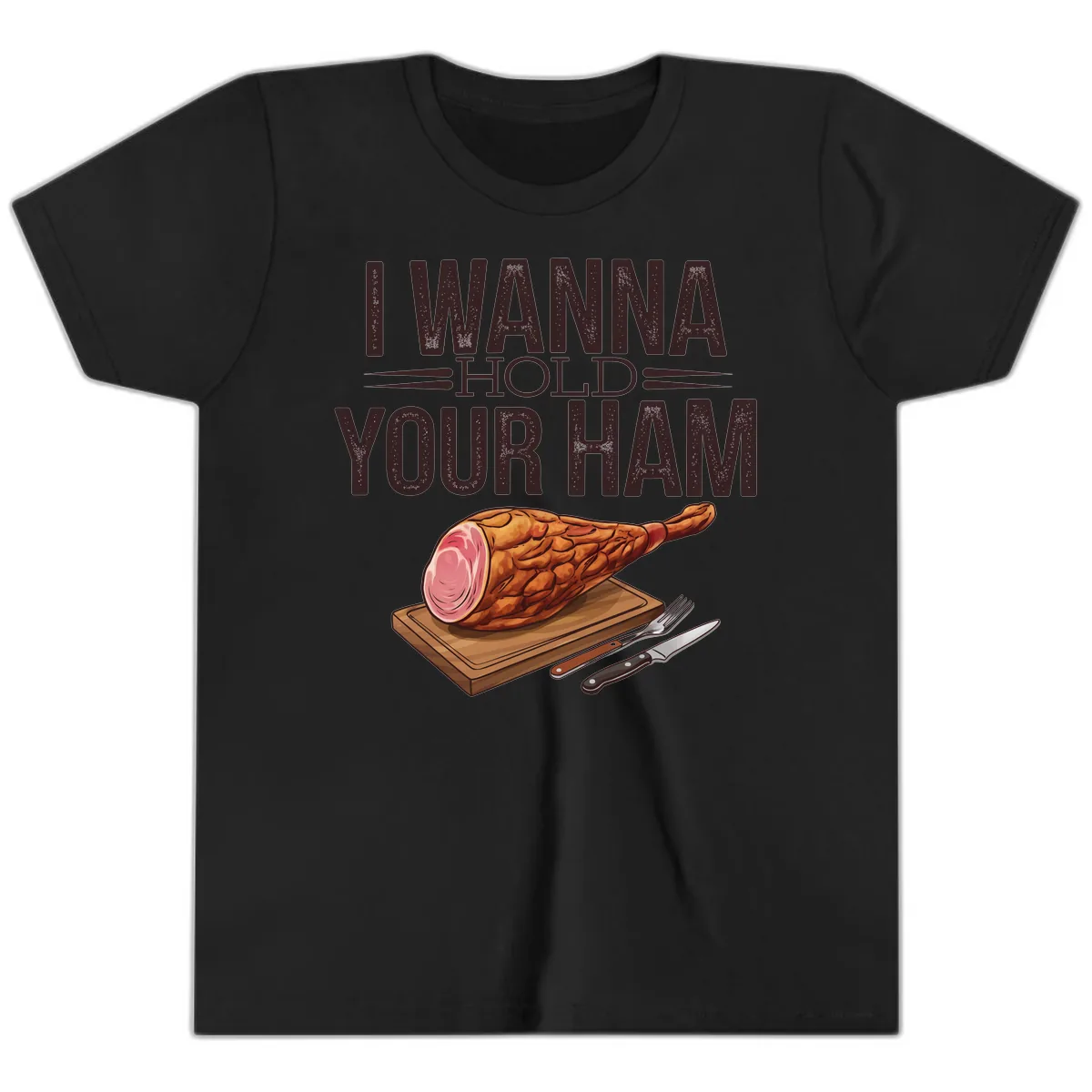 I Wanna Hold Your Ham Graphic Youth T-Shirt in Black