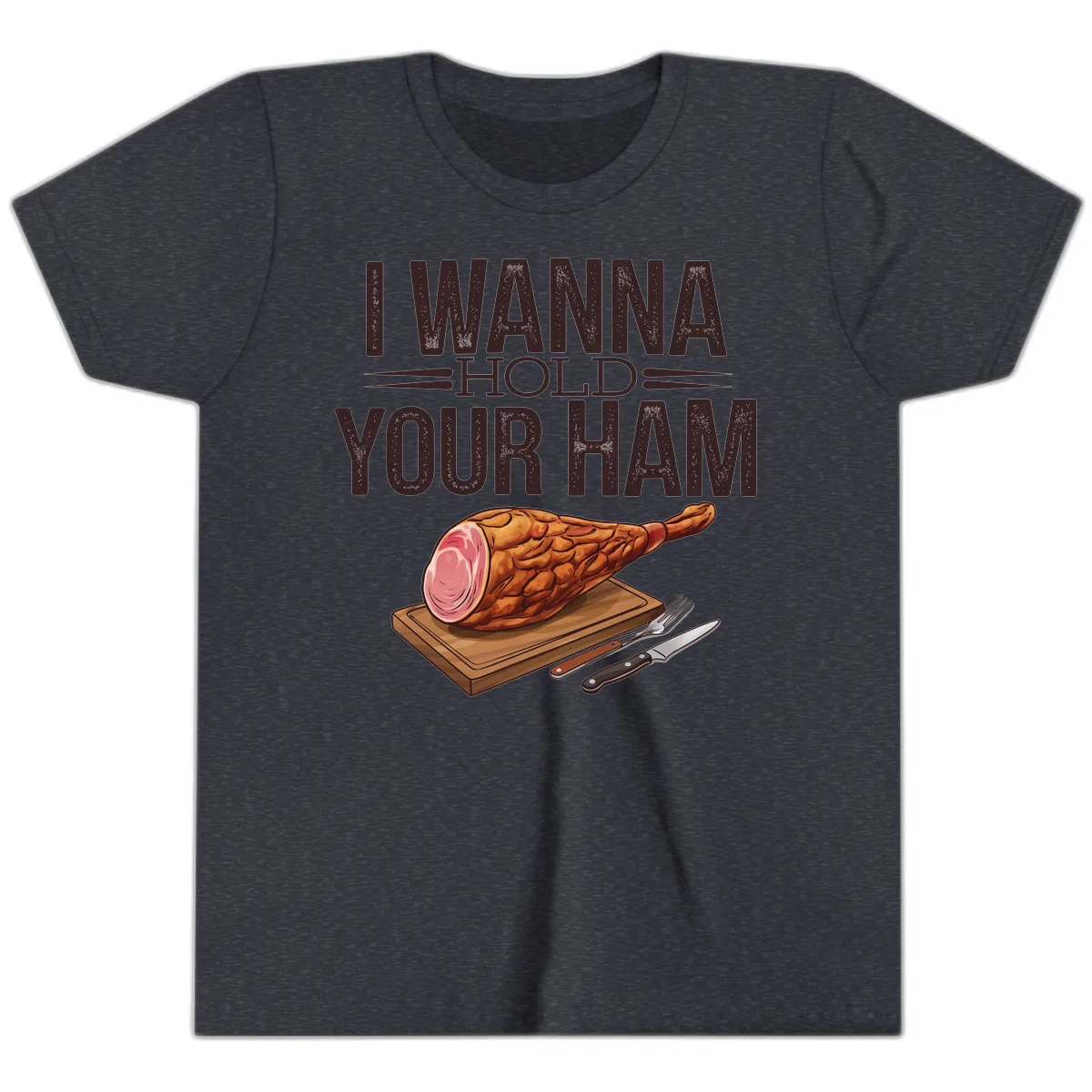 I Wanna Hold Your Ham Graphic Youth T-Shirt in Heather Navy