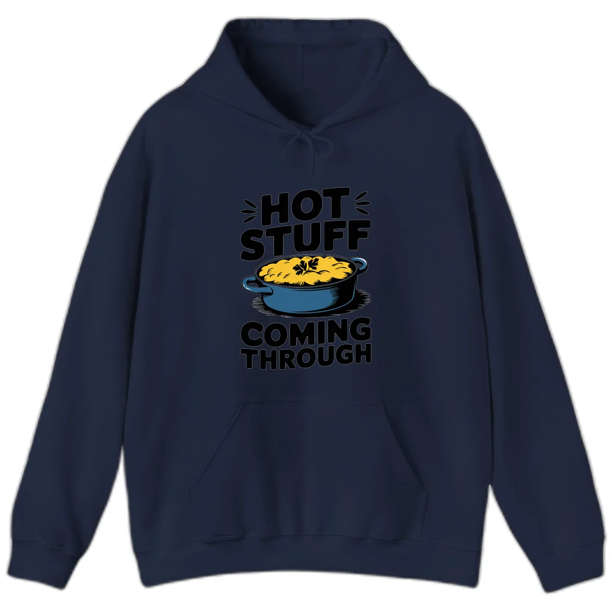Hot Stuff Coming Through Casserole Hoodie in Navy