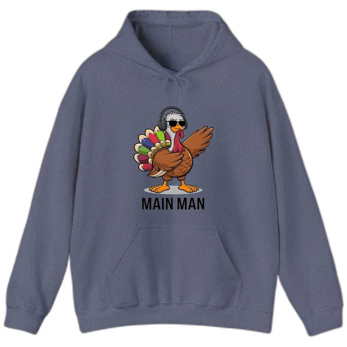 Dabbin' Turkey Main Man Hoodie in Heather Navy