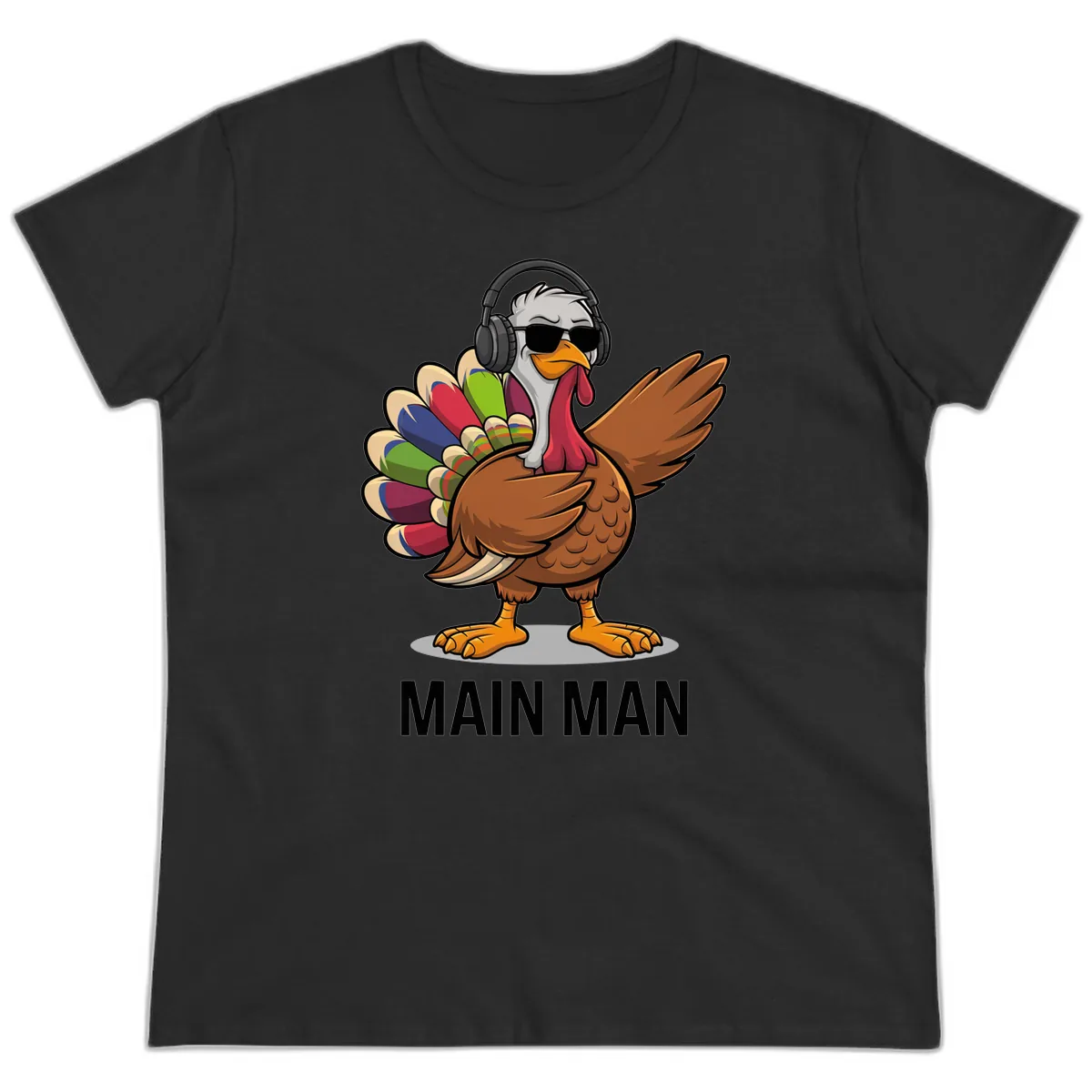 Dabbin' Turkey Main Man Ladies Tee in Black