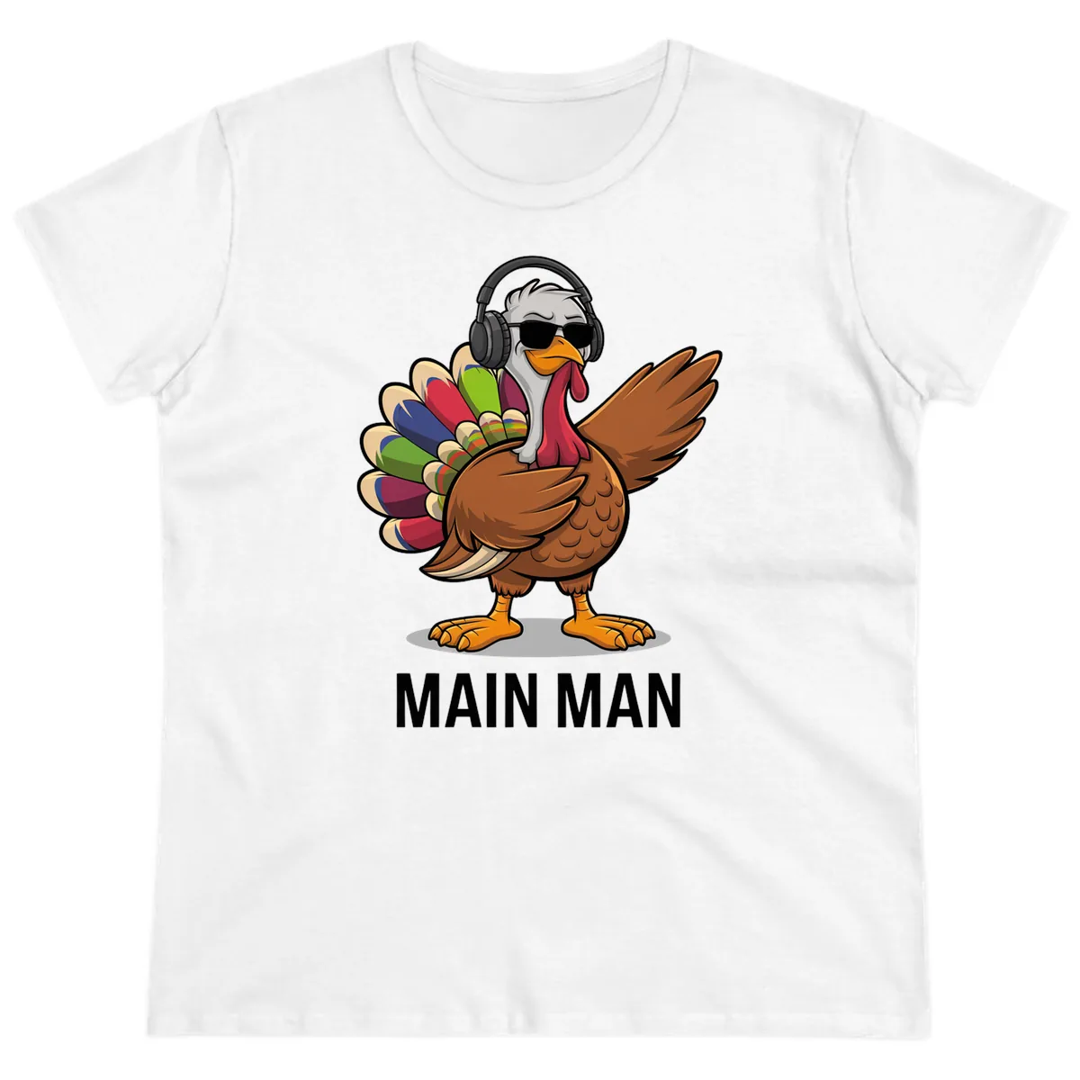 Dabbin' Turkey Main Man Ladies Tee in White