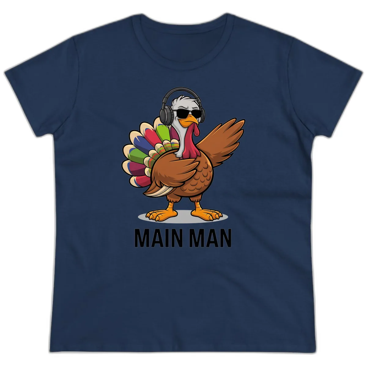 Dabbin' Turkey Main Man Ladies Tee in Navy