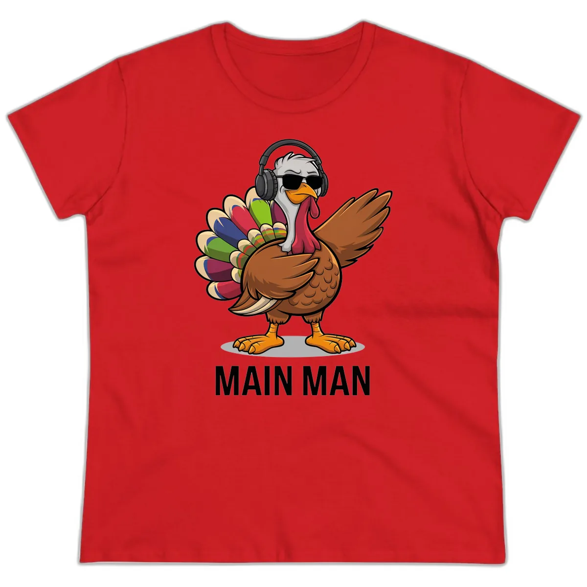 Dabbin' Turkey Main Man Ladies Tee in Red
