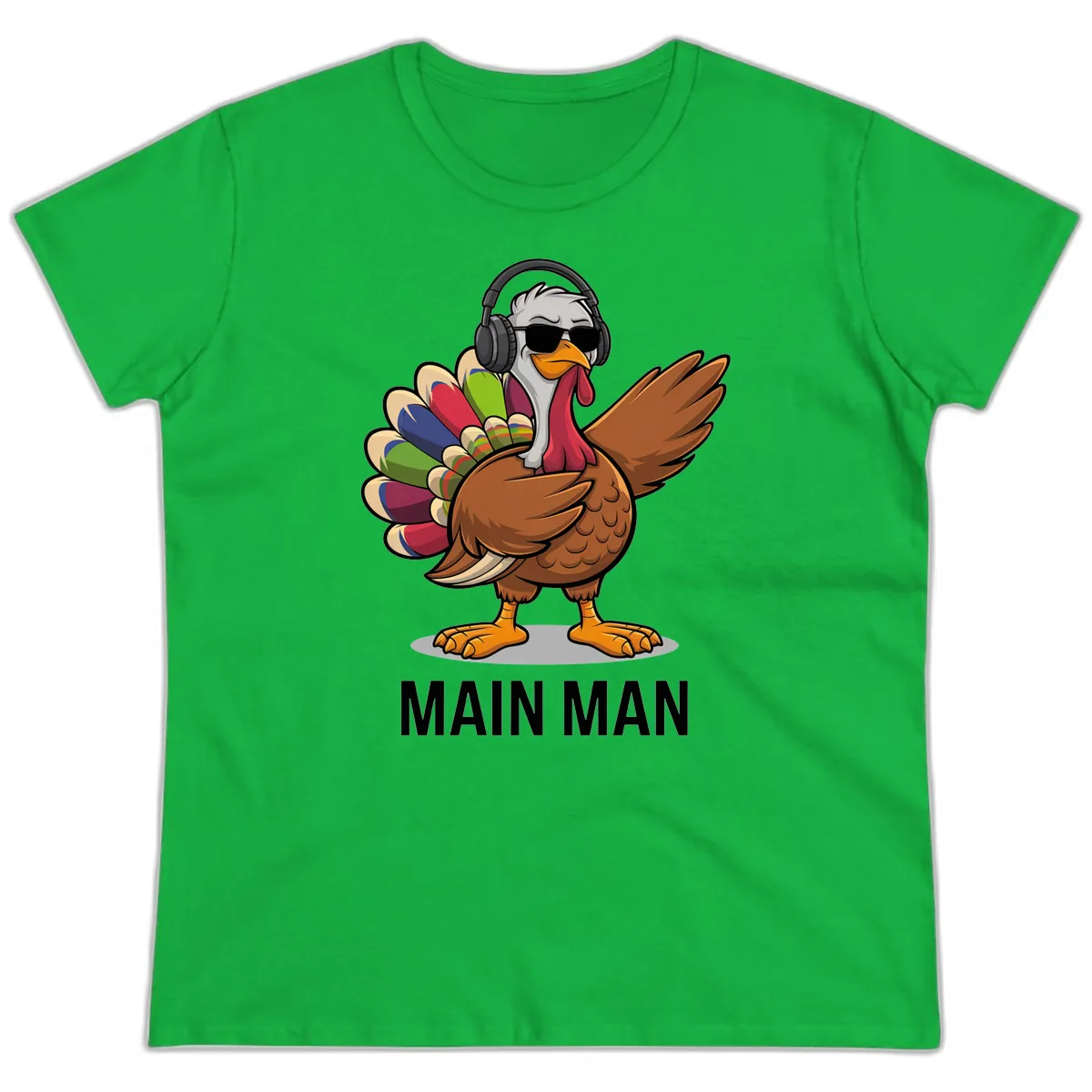 Dabbin' Turkey Main Man Ladies Tee in Irish Green