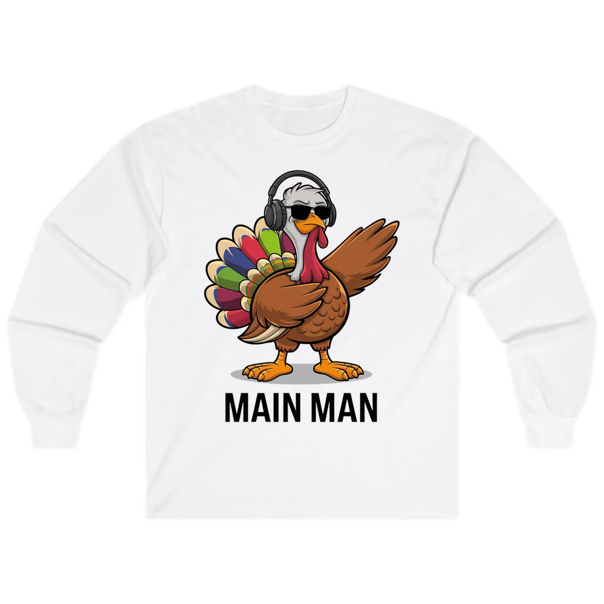 Dabbin' Turkey Main Man Long Sleeve in White