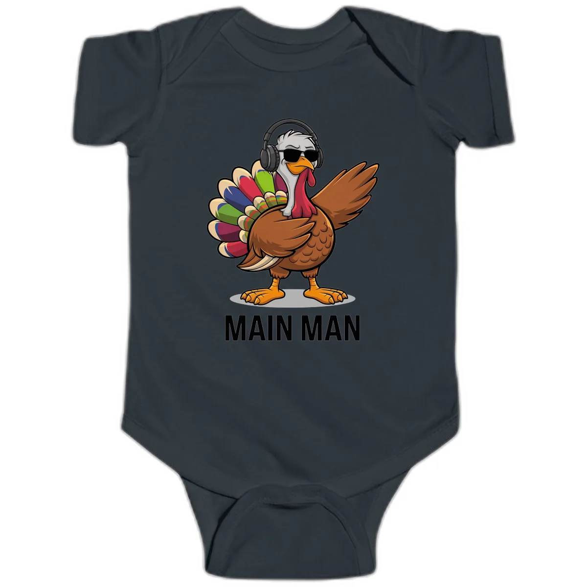 Dabbin' Turkey Main Man Baby Onesie in Black