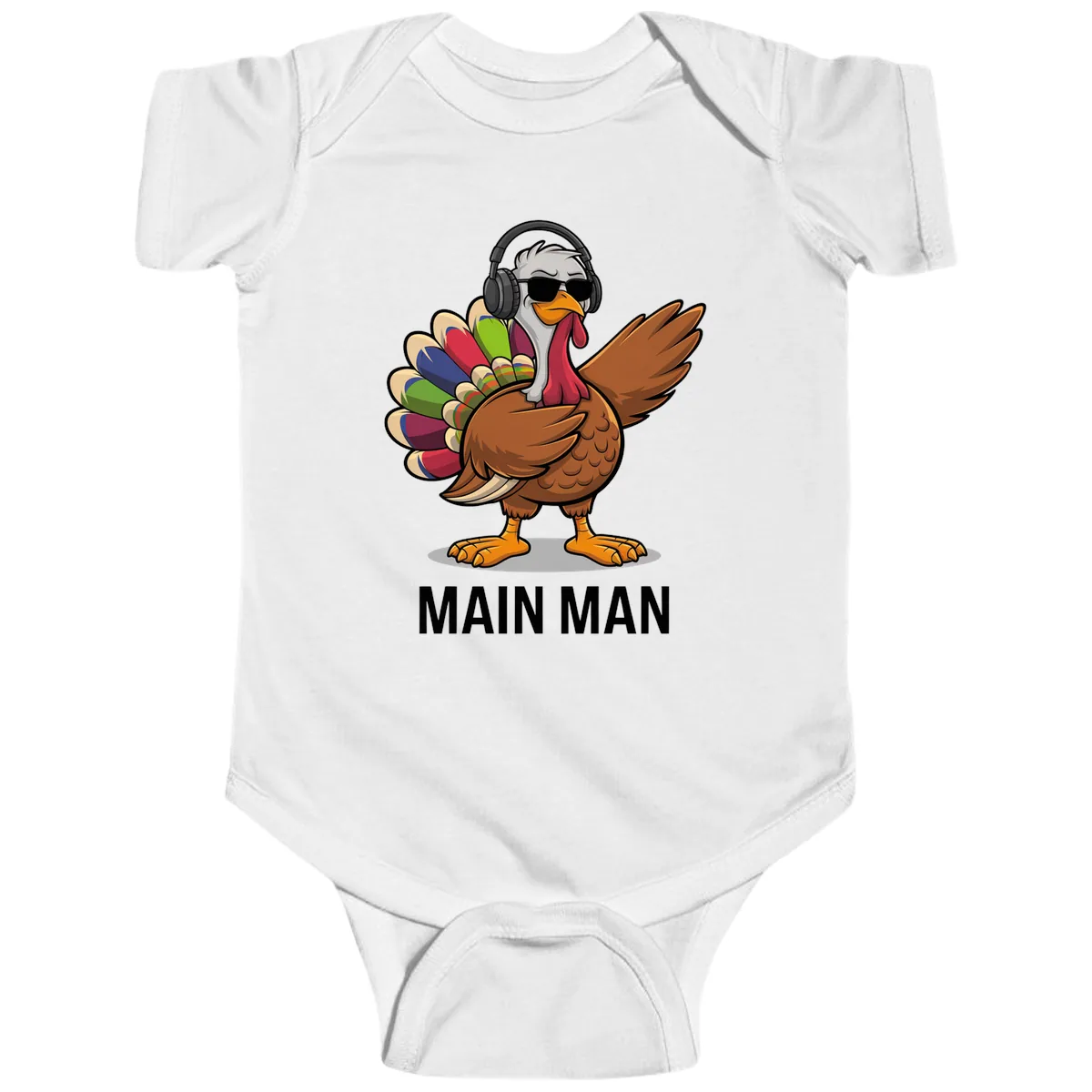Dabbin' Turkey Main Man Baby Onesie in White
