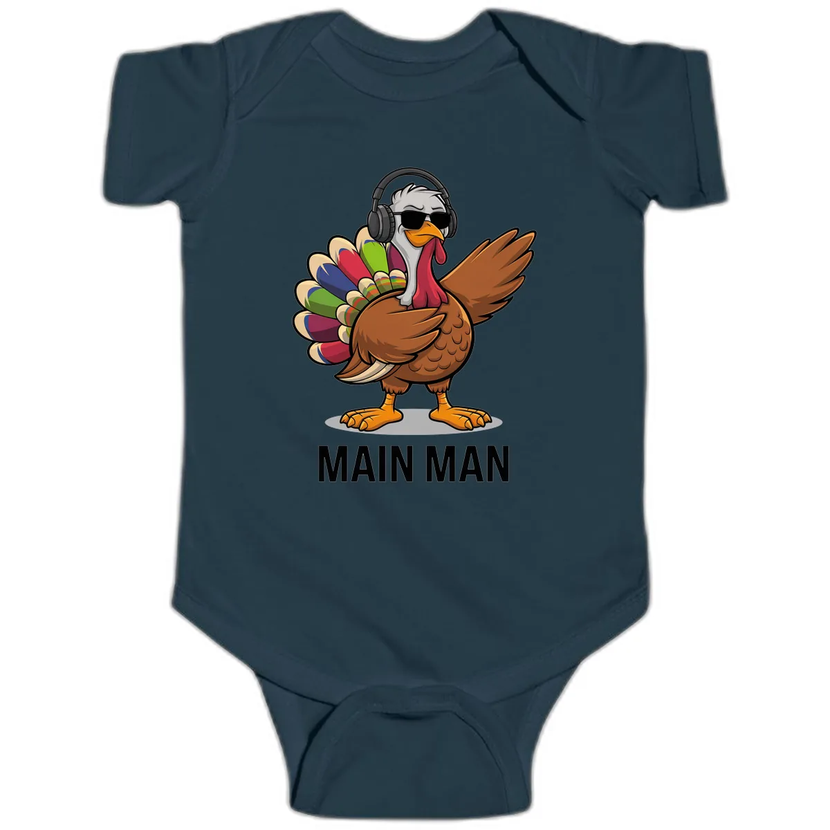 Dabbin' Turkey Main Man Baby Onesie in Navy