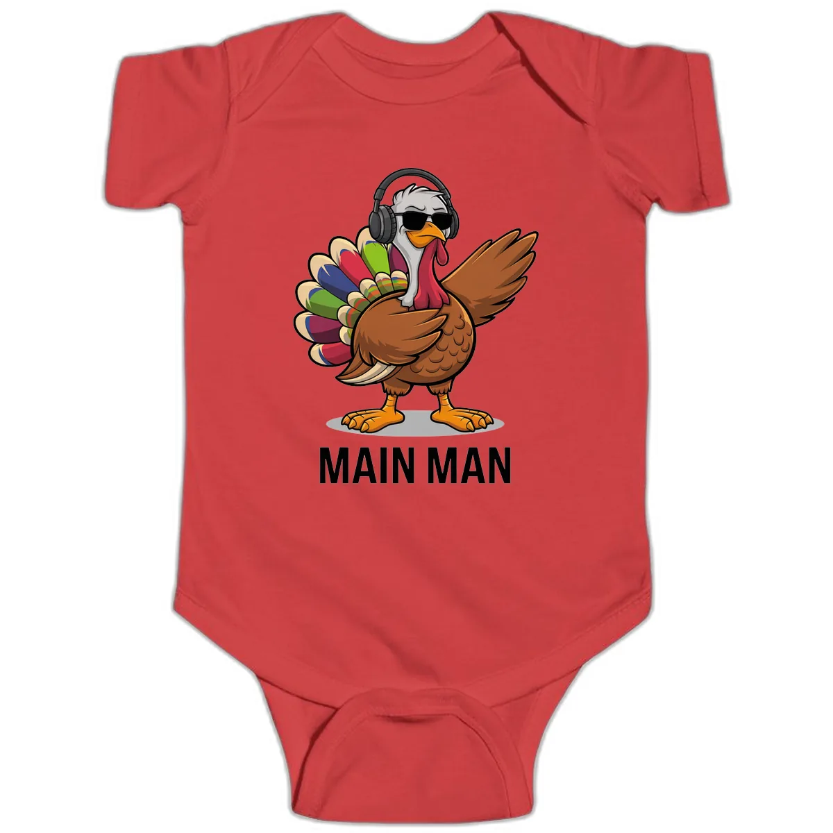 Dabbin' Turkey Main Man Baby Onesie in Red