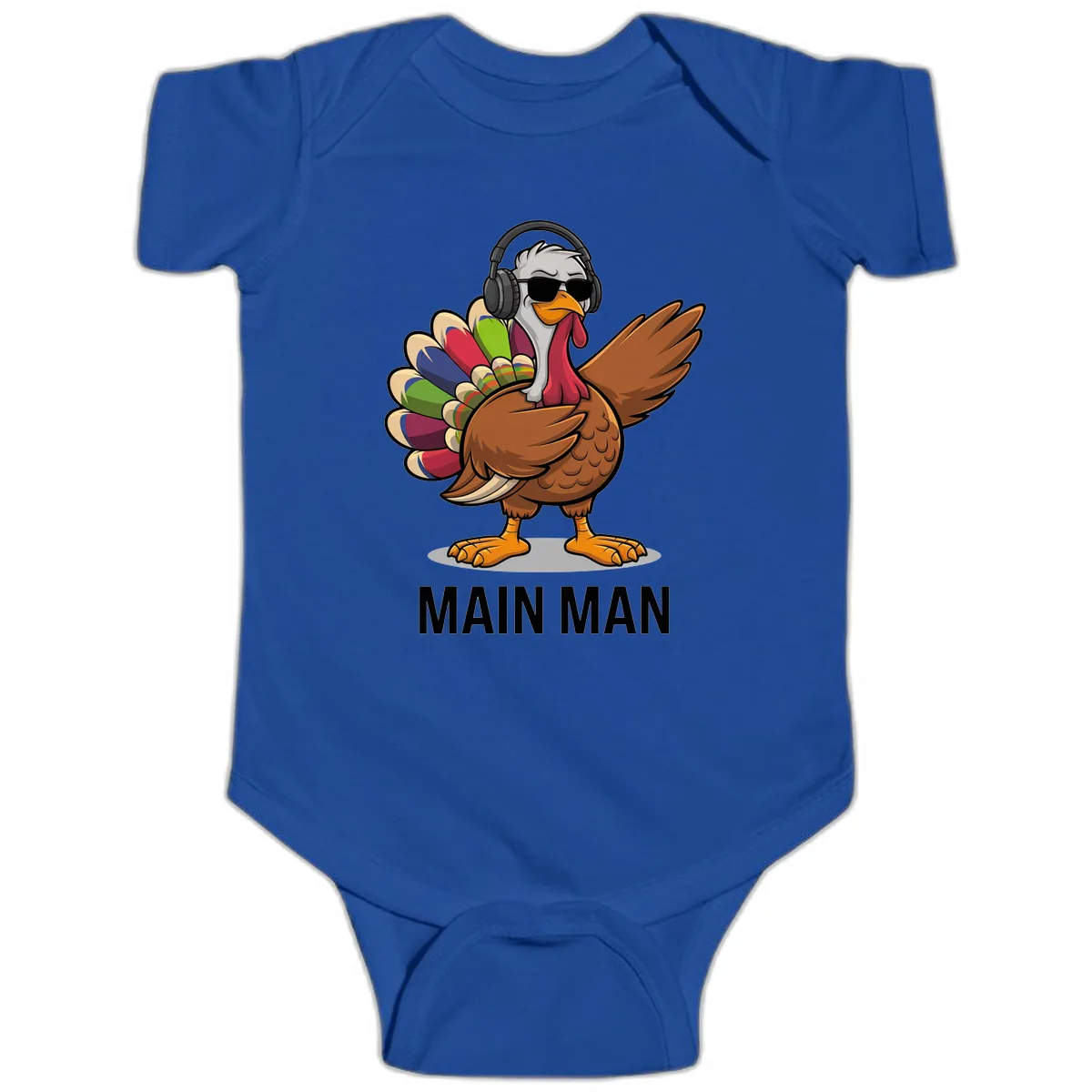 Dabbin' Turkey Main Man Baby Onesie in Royal