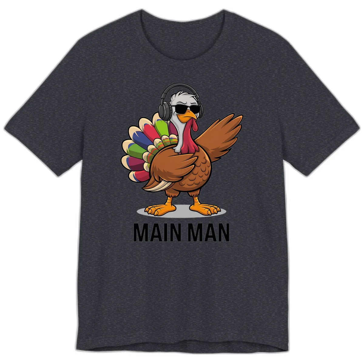 Dabbin' Turkey Main Man Premium T-Shirt in Heather Navy