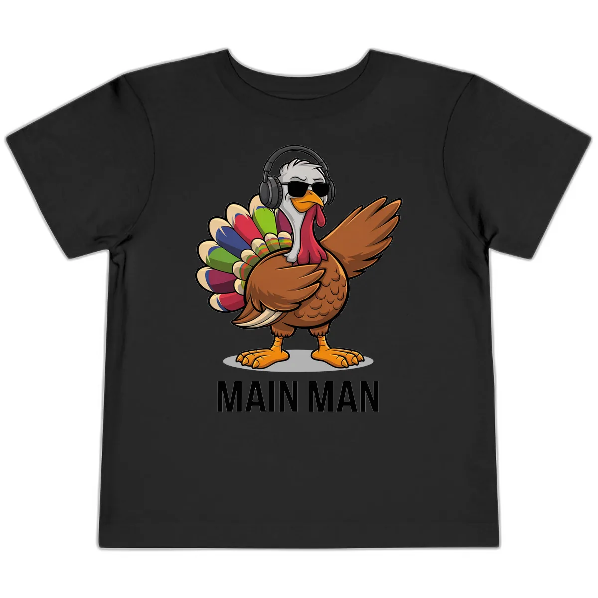 Dabbin' Turkey Main Man Toddler T-Shirt in Black