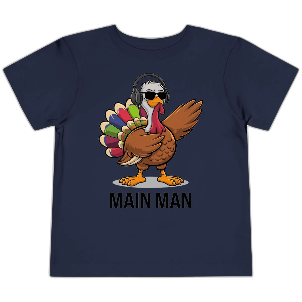 Dabbin' Turkey Main Man Toddler T-Shirt in Navy