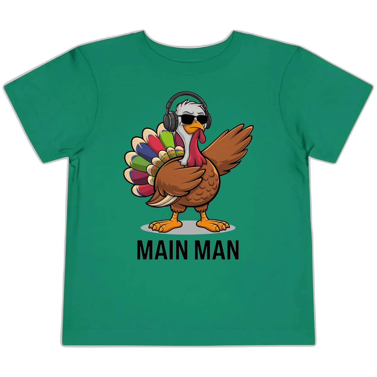Dabbin' Turkey Main Man Toddler T-Shirt in Kelly