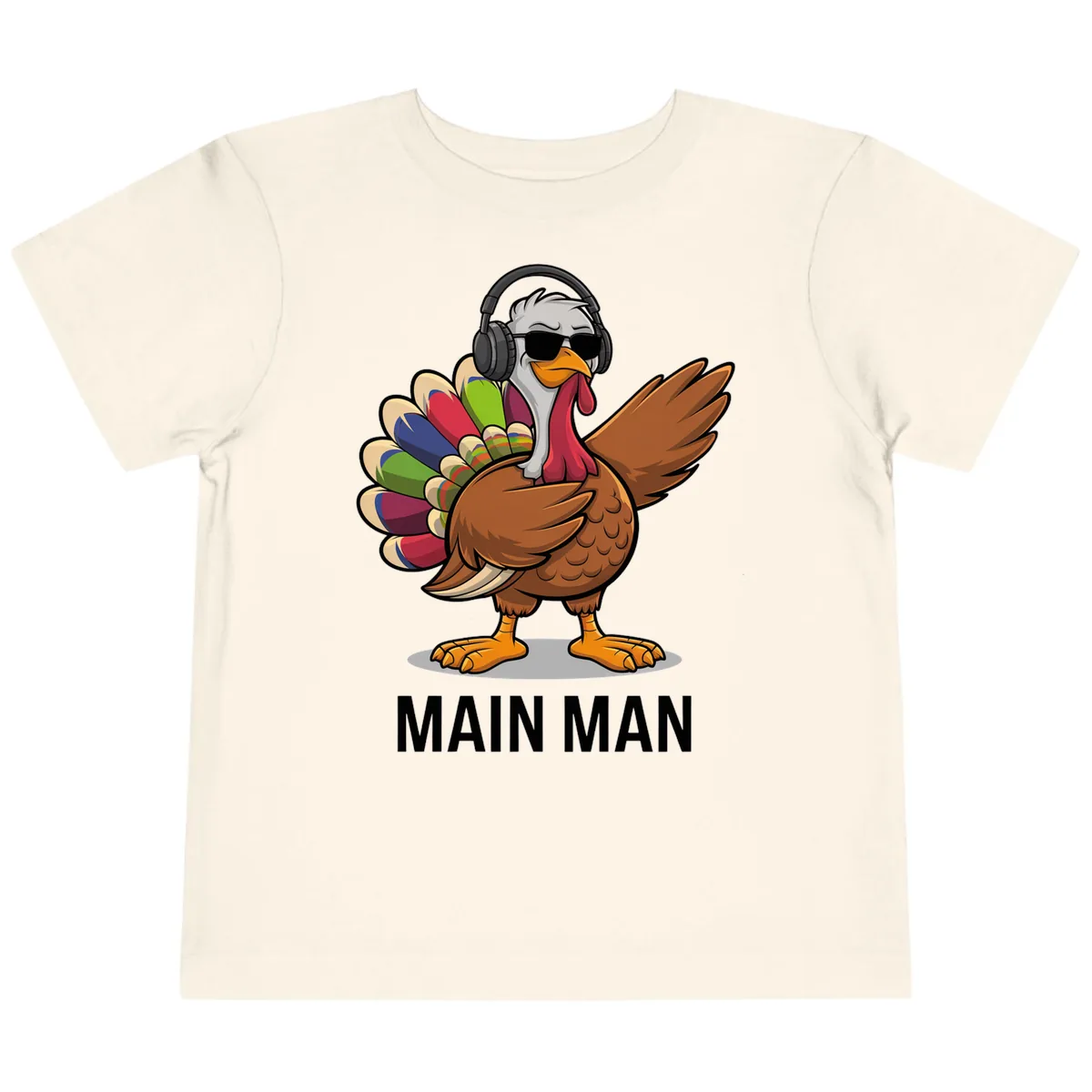 Dabbin' Turkey Main Man Toddler T-Shirt in Natural
