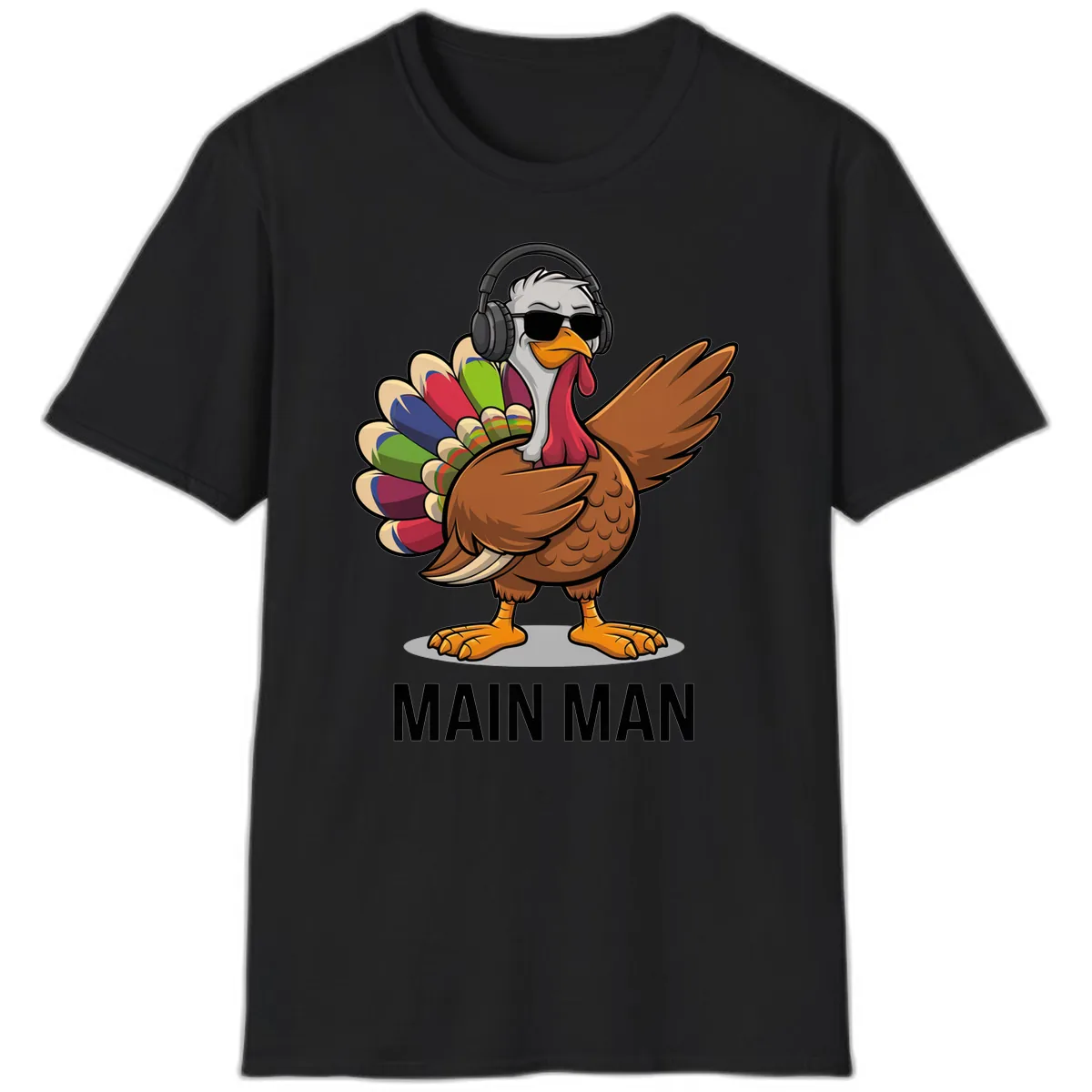 Dabbin' Turkey Main Man T-Shirt in Black
