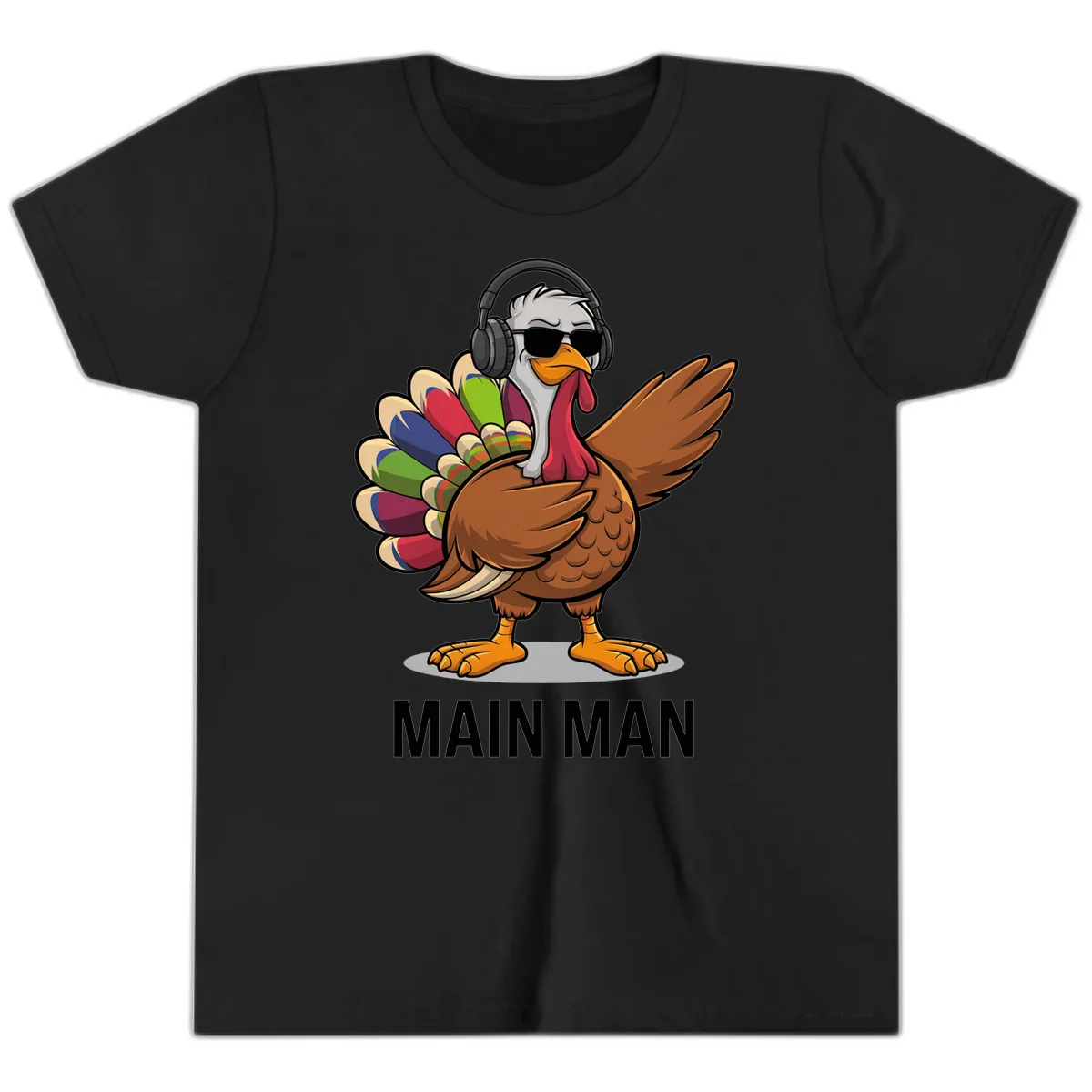 Dabbin' Turkey Main Man Youth T-Shirt in Black
