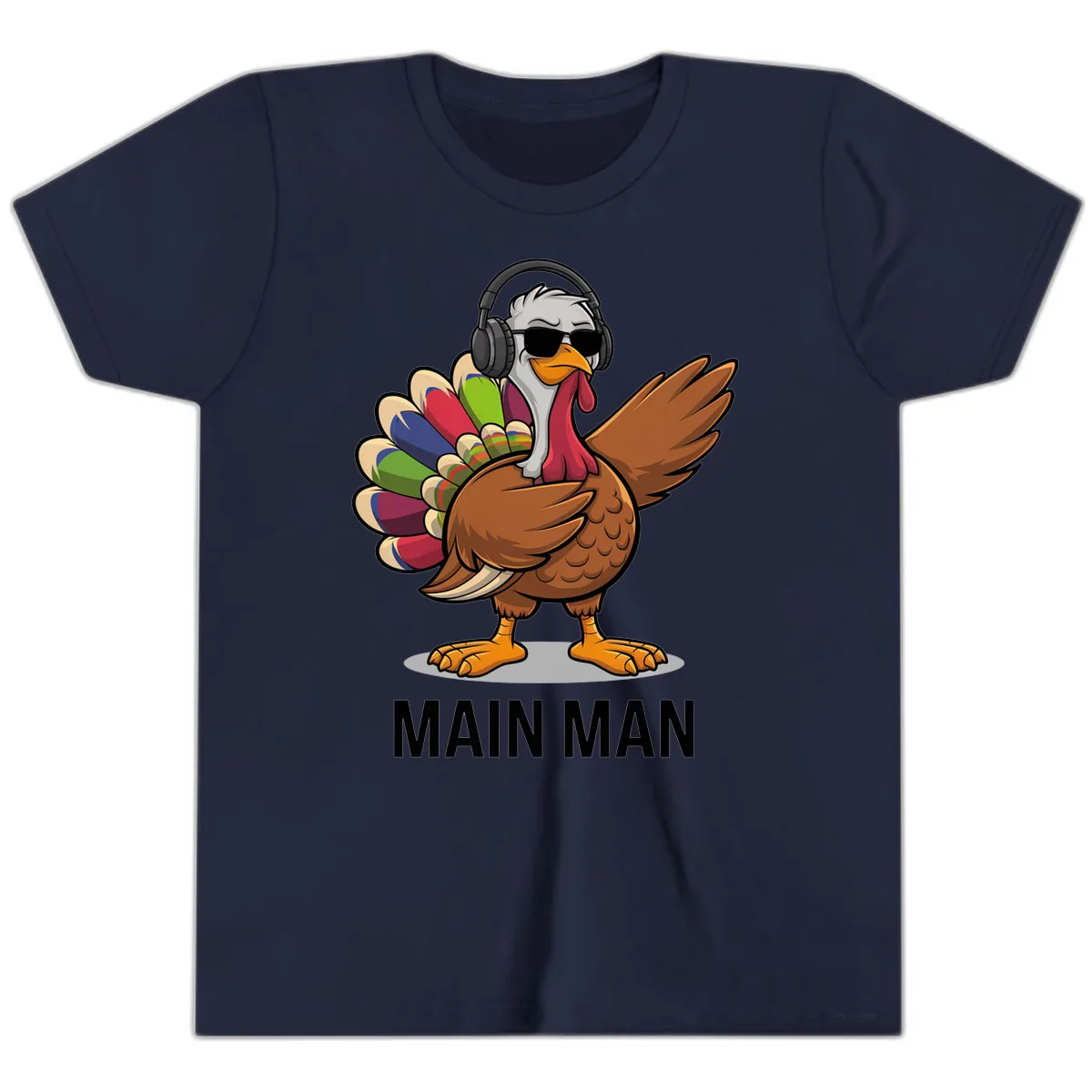 Dabbin' Turkey Main Man Youth T-Shirt in Navy