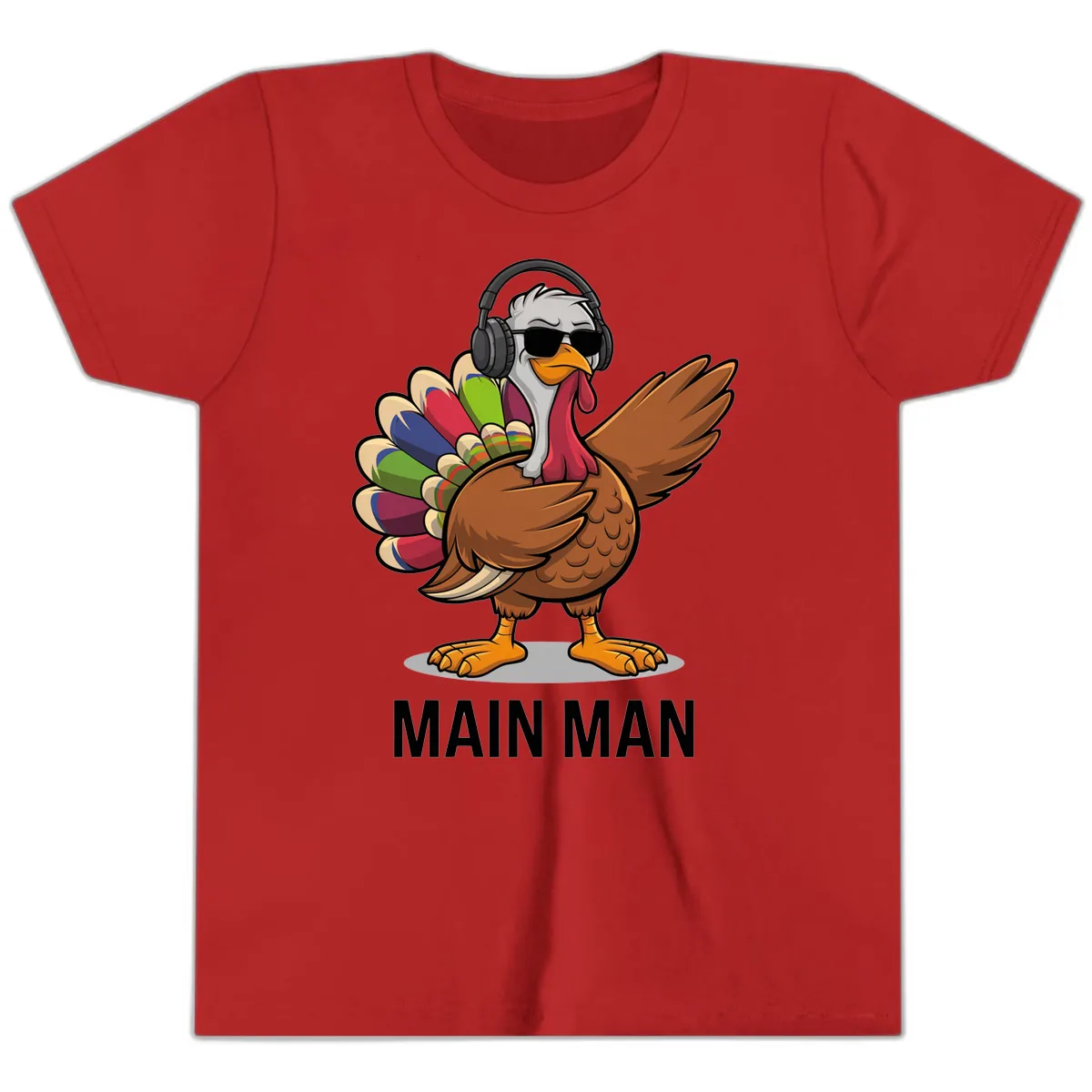 Dabbin' Turkey Main Man Youth T-Shirt in Red
