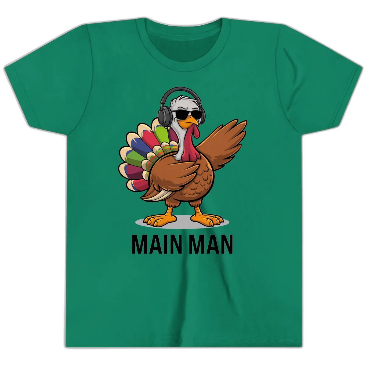 Dabbin' Turkey Main Man Youth T-Shirt in Kelly