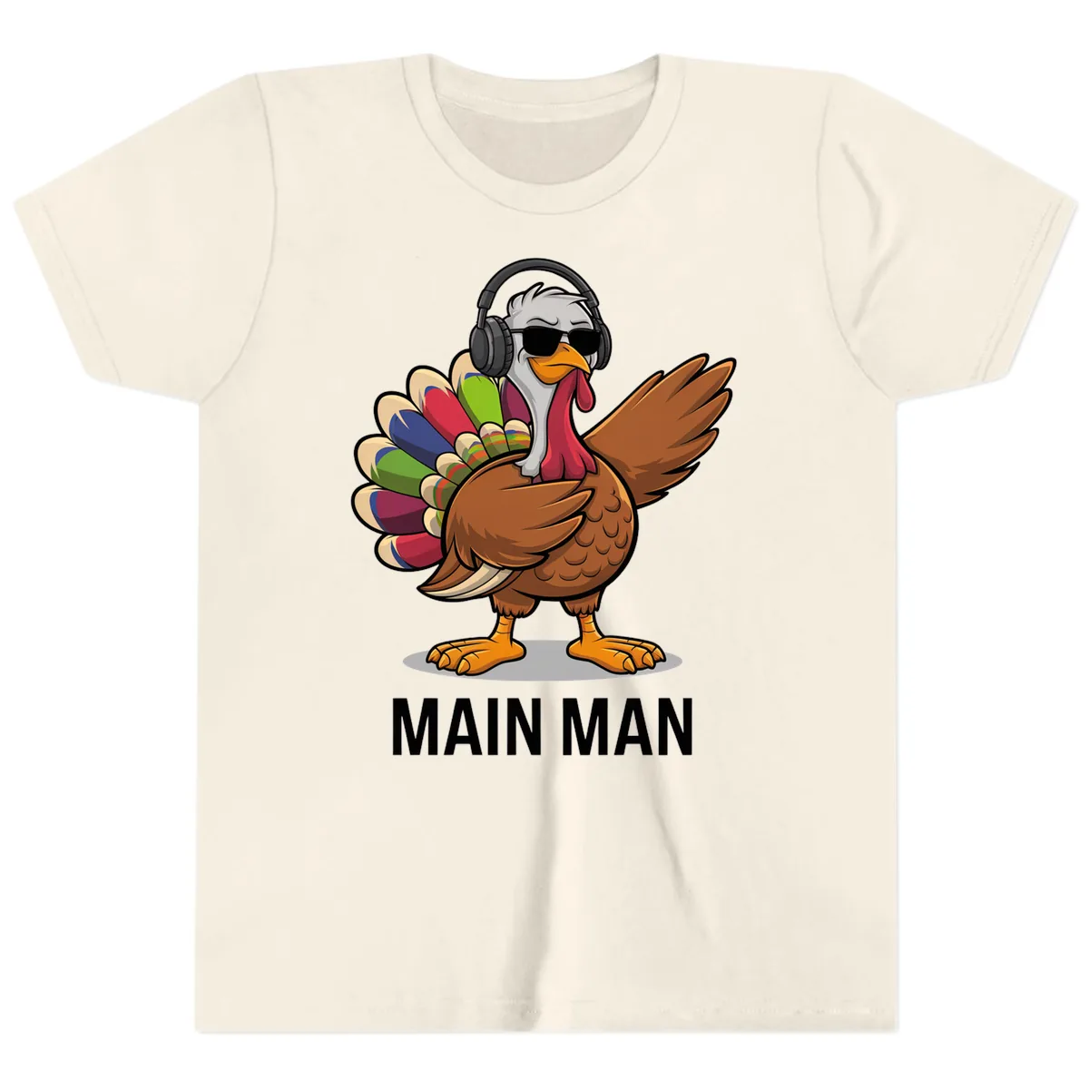 Dabbin' Turkey Main Man Youth T-Shirt in Natural