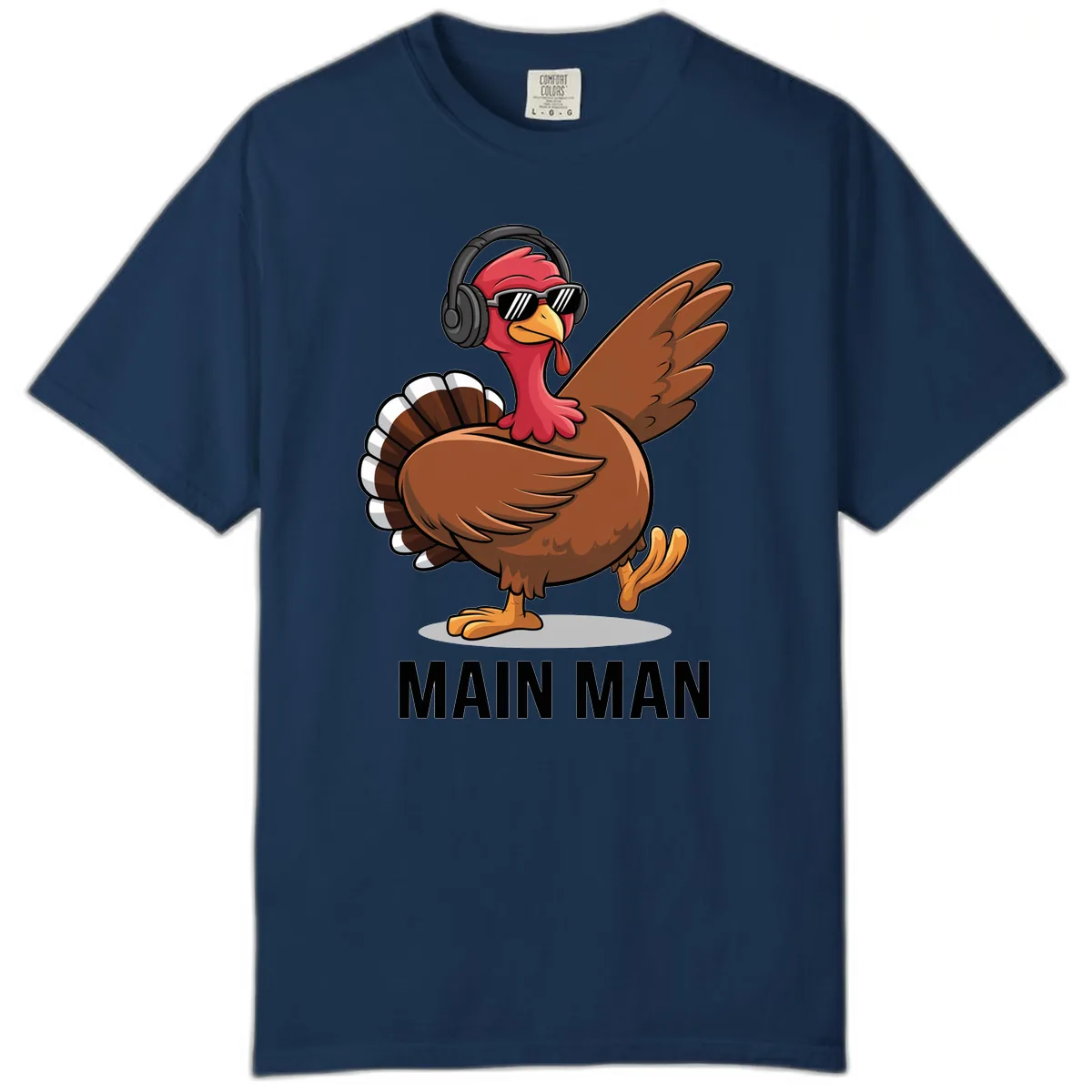 Cool Turkey Main Man Thanksgiving Design Comfort Color in Navy