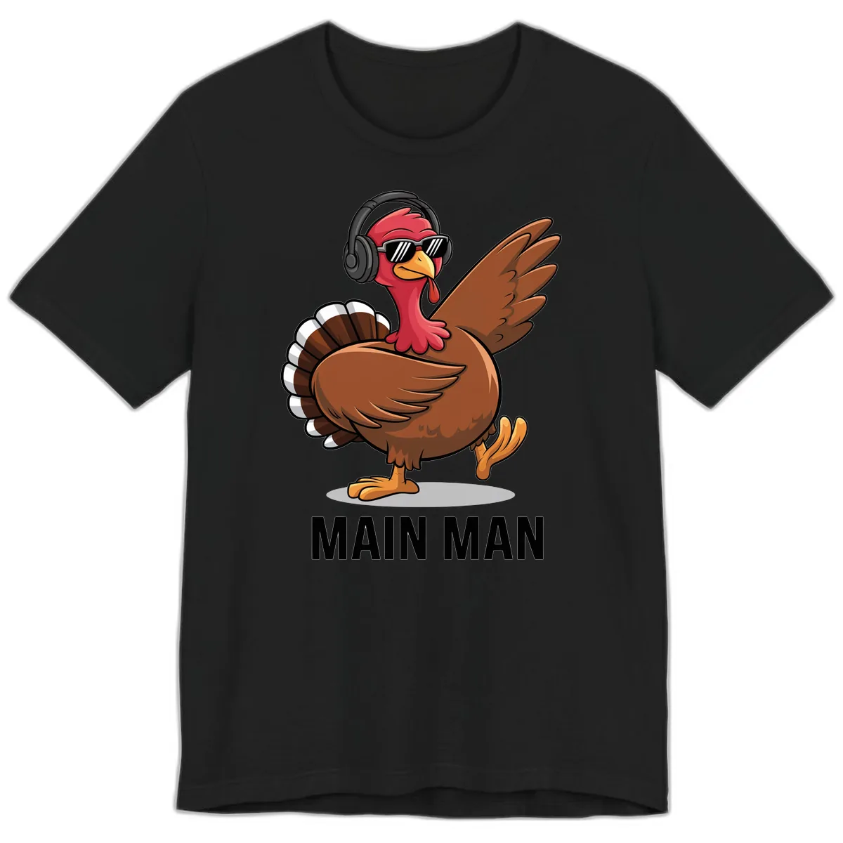 Cool Turkey Main Man Thanksgiving Design Premium T-Shirt in Black