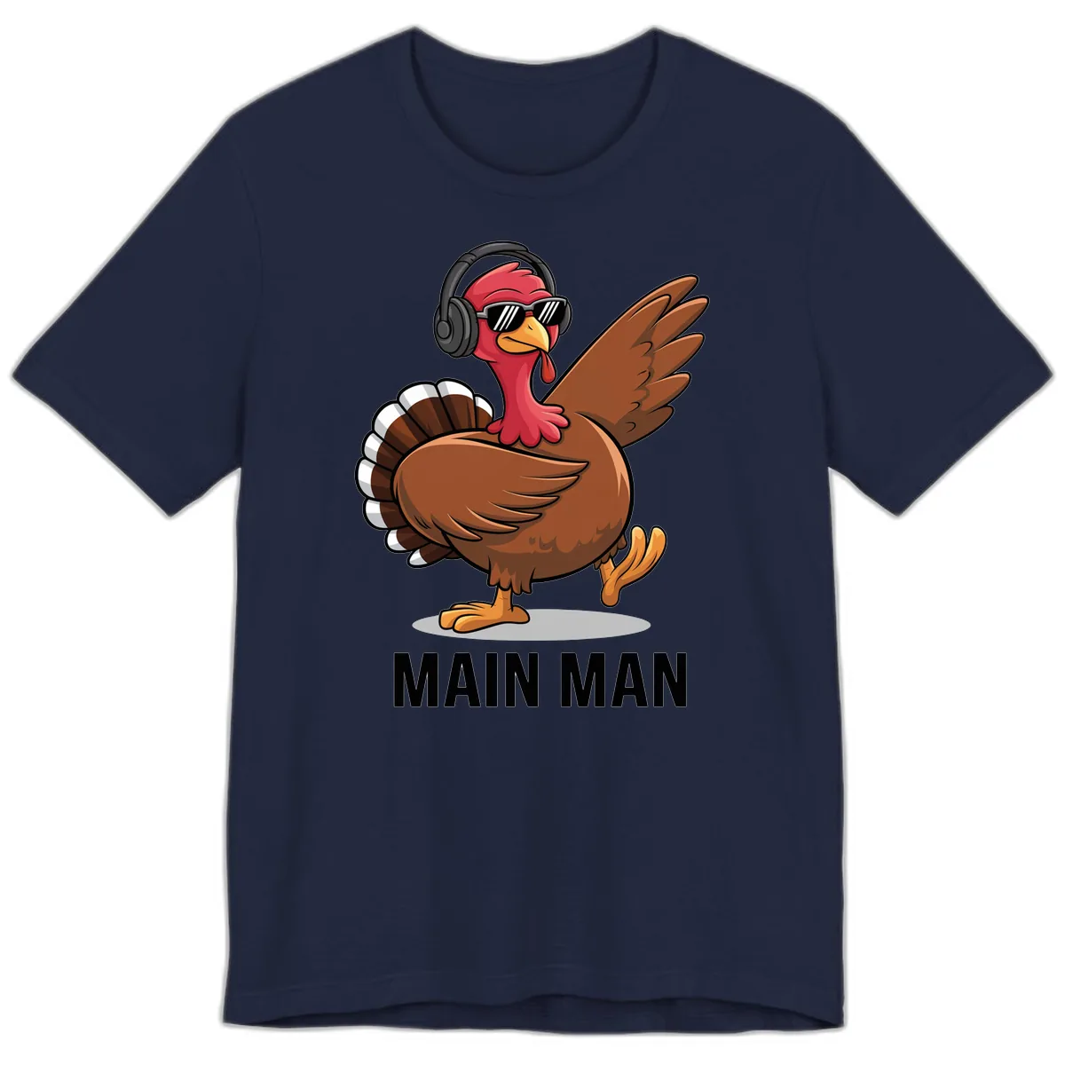 Cool Turkey Main Man Thanksgiving Design Premium T-Shirt in Navy