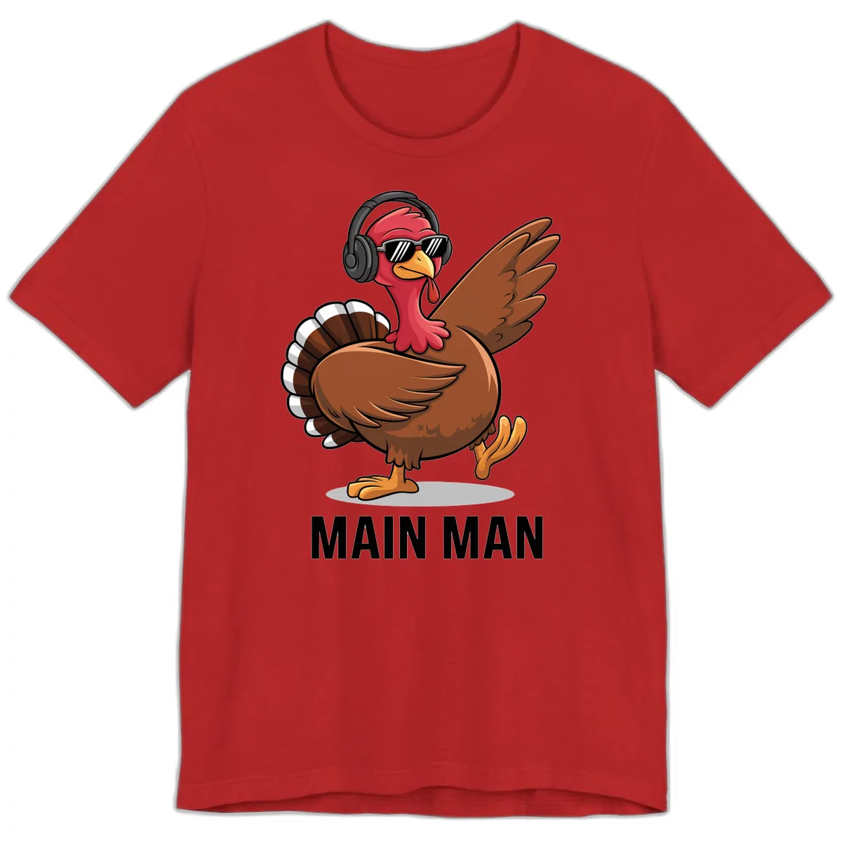 Cool Turkey Main Man Thanksgiving Design Premium T-Shirt in Red