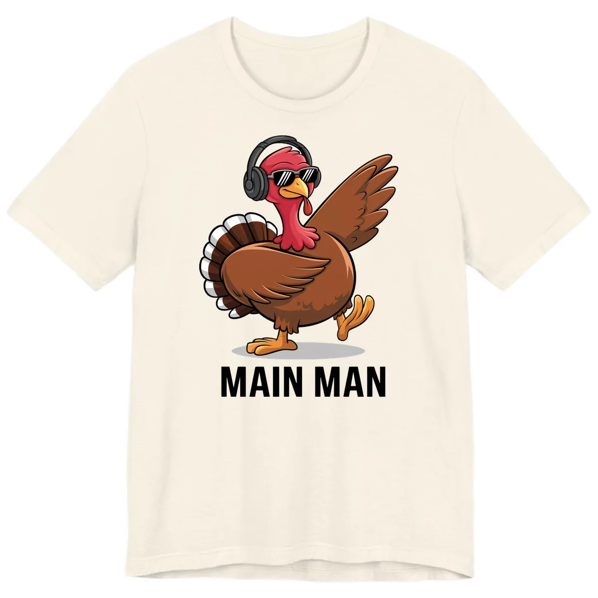 Cool Turkey Main Man Thanksgiving Design Premium T-Shirt in Natural