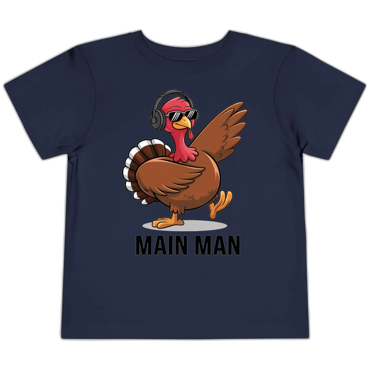 Cool Turkey Main Man Thanksgiving Design Toddler T-Shirt in Navy