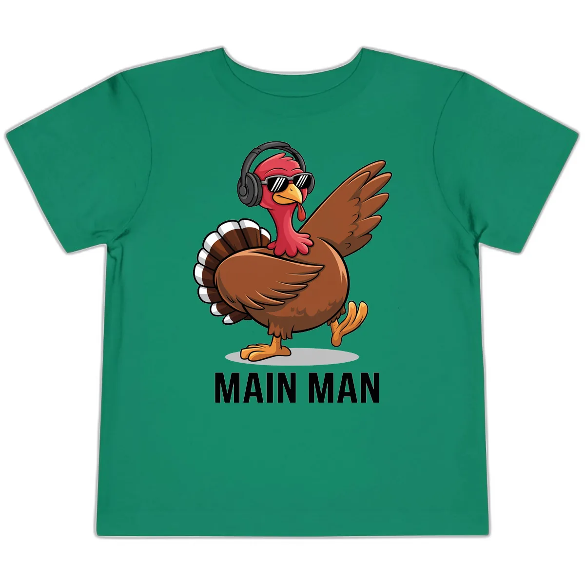 Cool Turkey Main Man Thanksgiving Design Toddler T-Shirt in Kelly