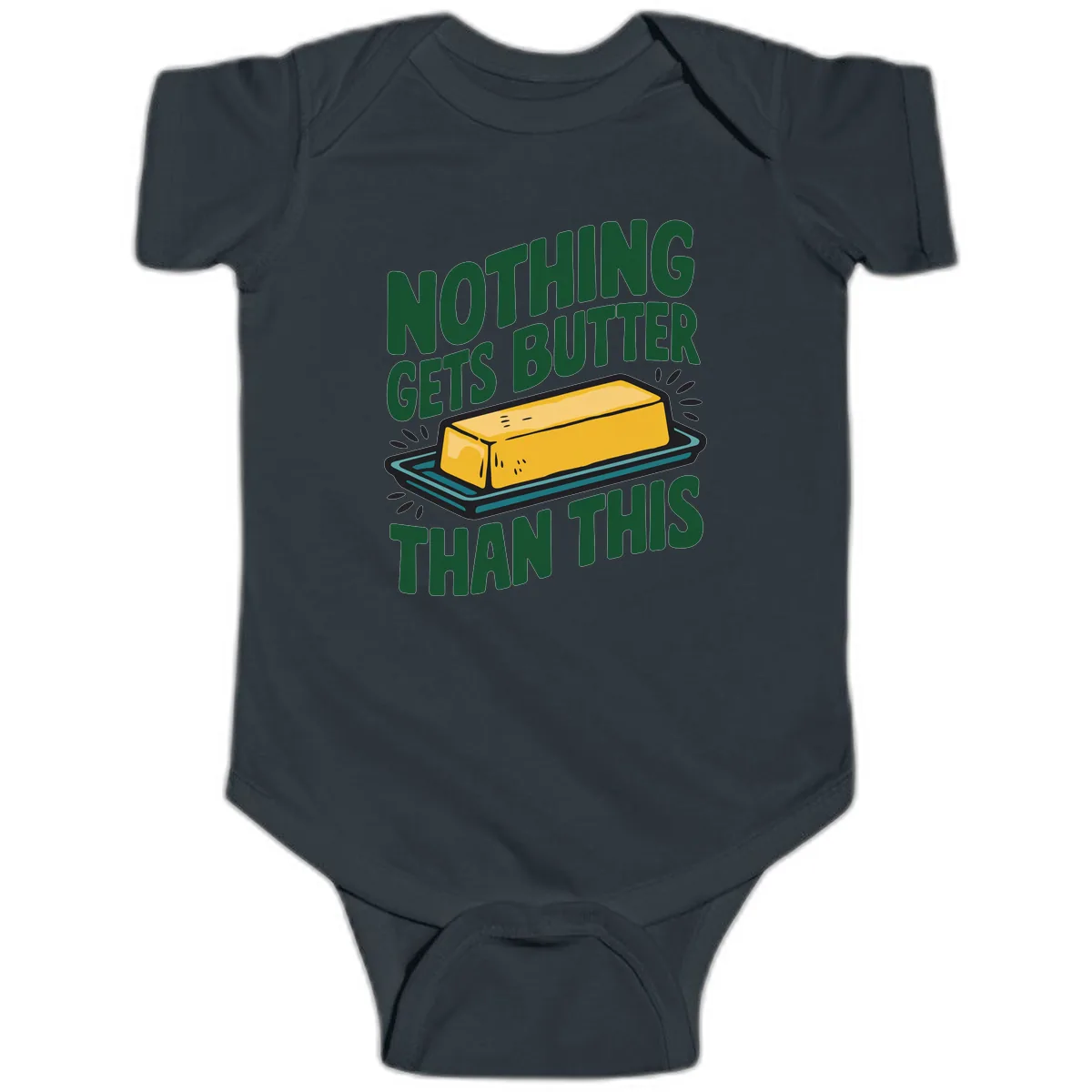Nothing Butter Than This Butter Design Baby Onesie in Black