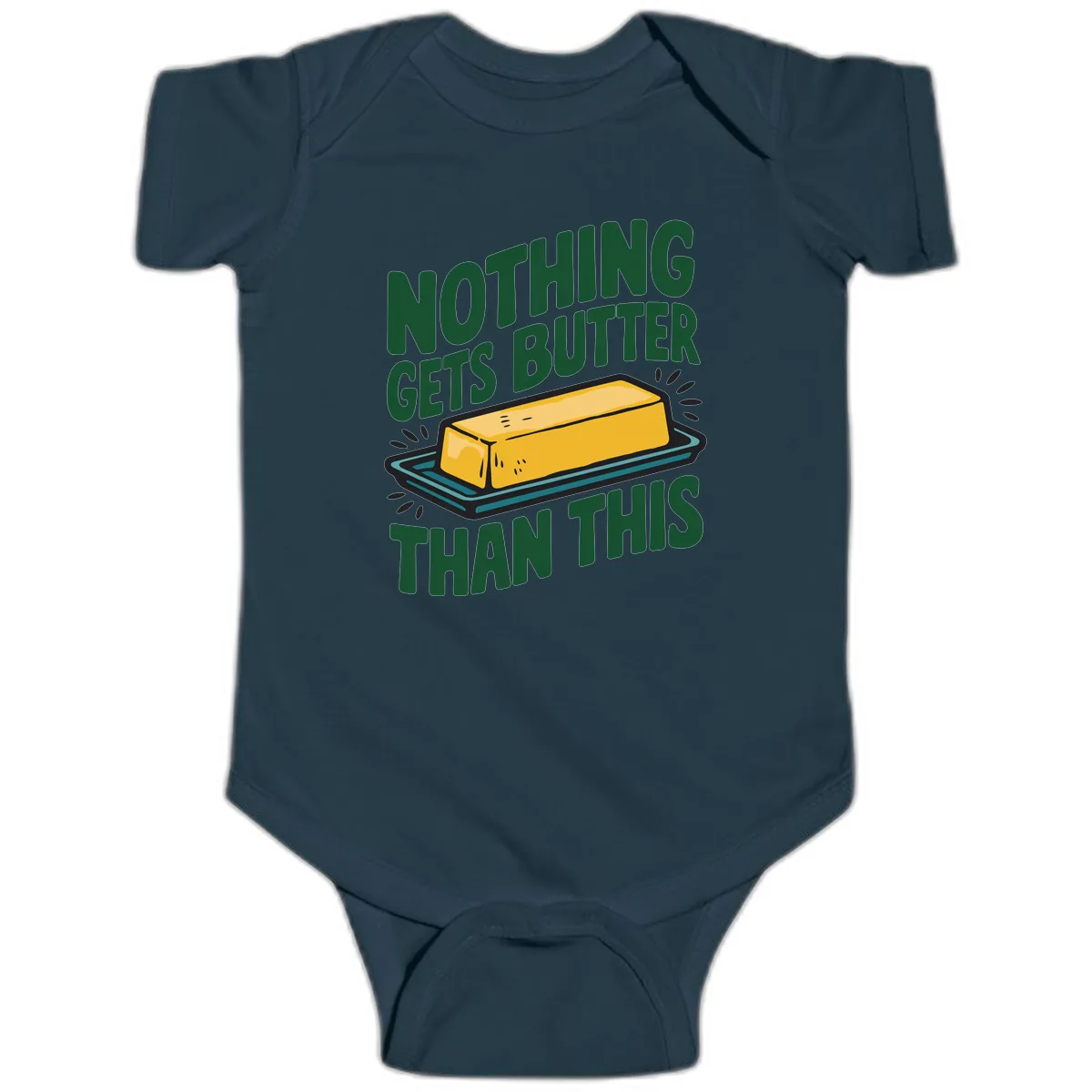 Nothing Butter Than This Butter Design Baby Onesie in Navy