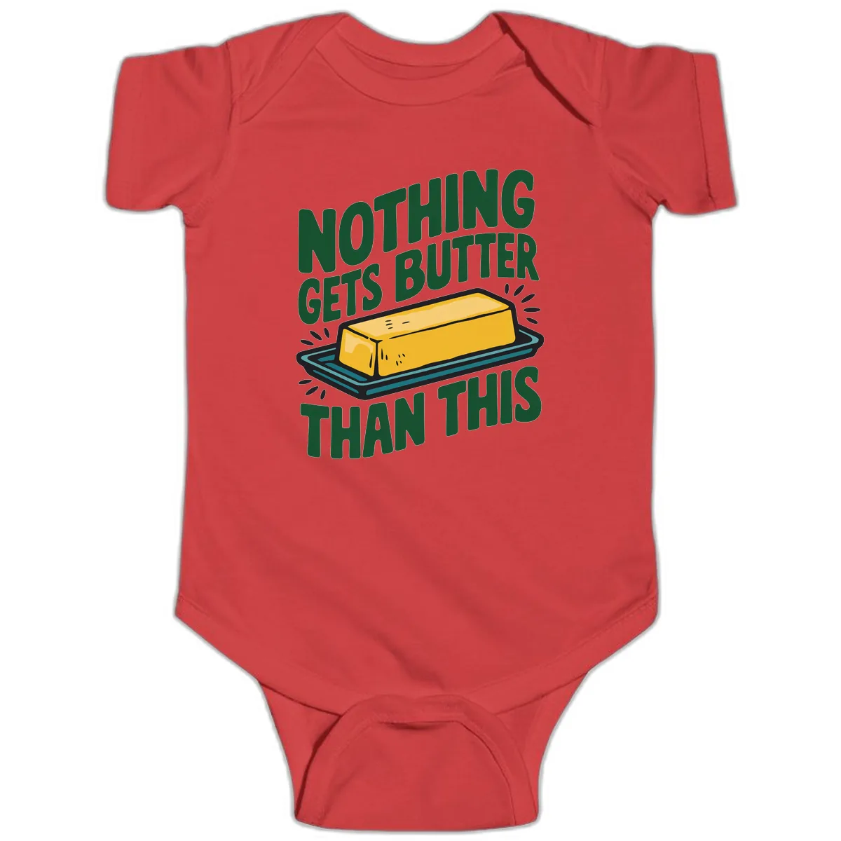 Nothing Butter Than This Butter Design Baby Onesie in Red
