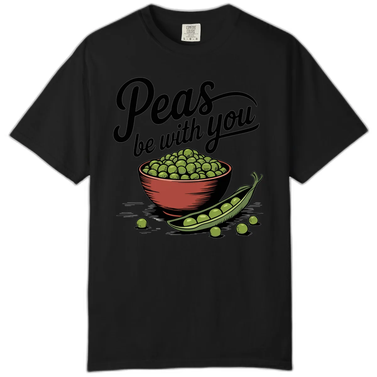 Peas Be With You Pun Graphic Comfort Color in Black