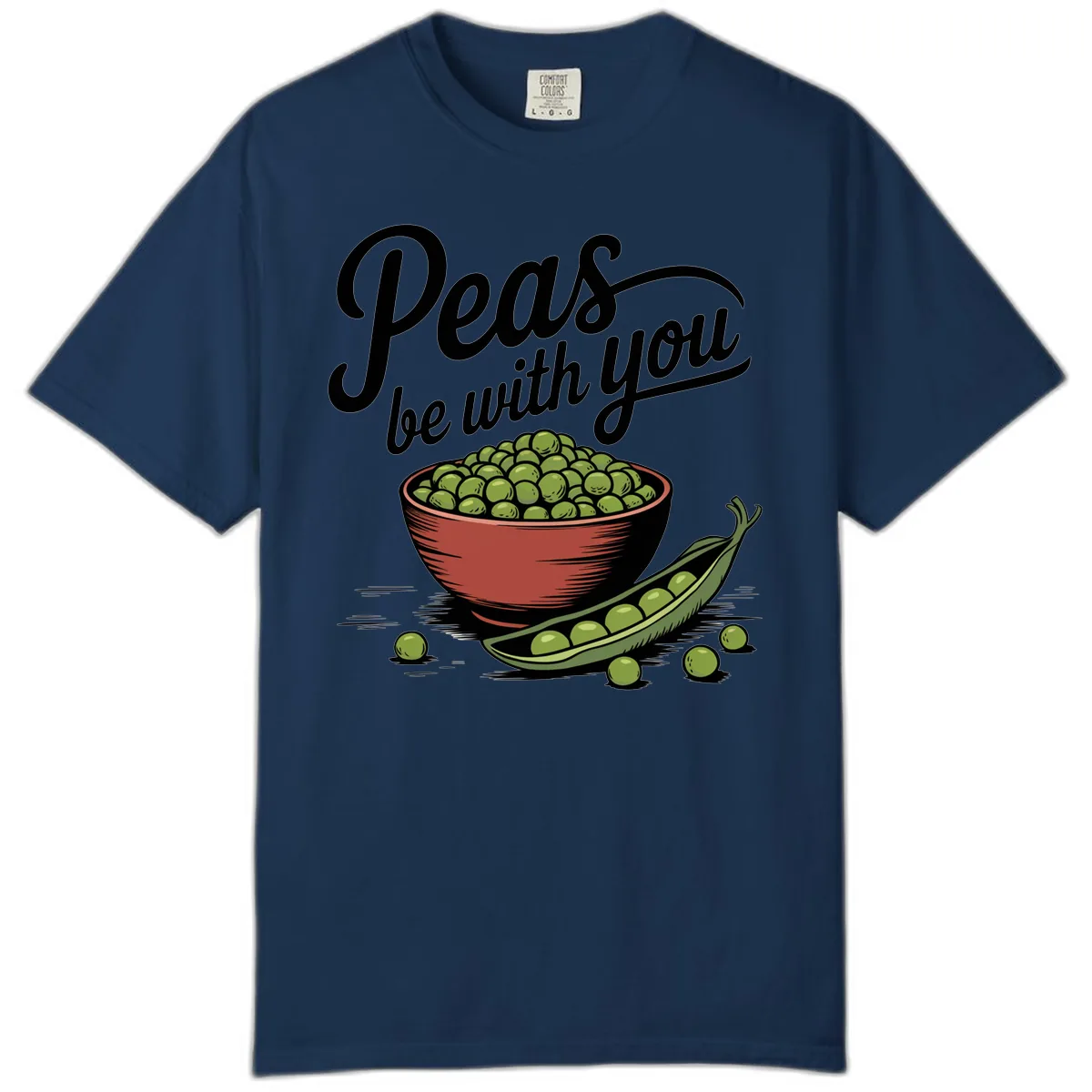 Peas Be With You Pun Graphic Comfort Color in Navy