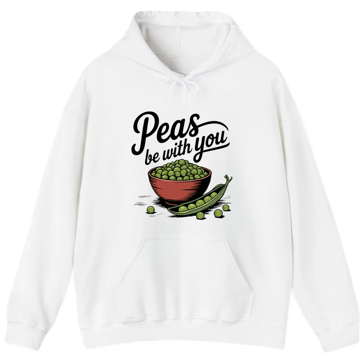 Peas Be With You Pun Graphic Hoodie in White
