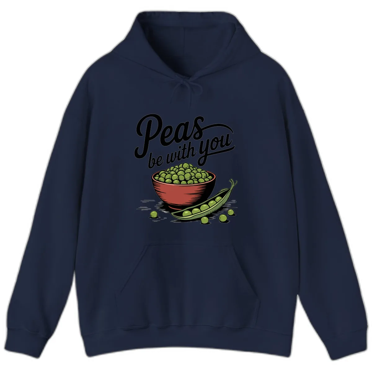 Peas Be With You Pun Graphic Hoodie in Navy