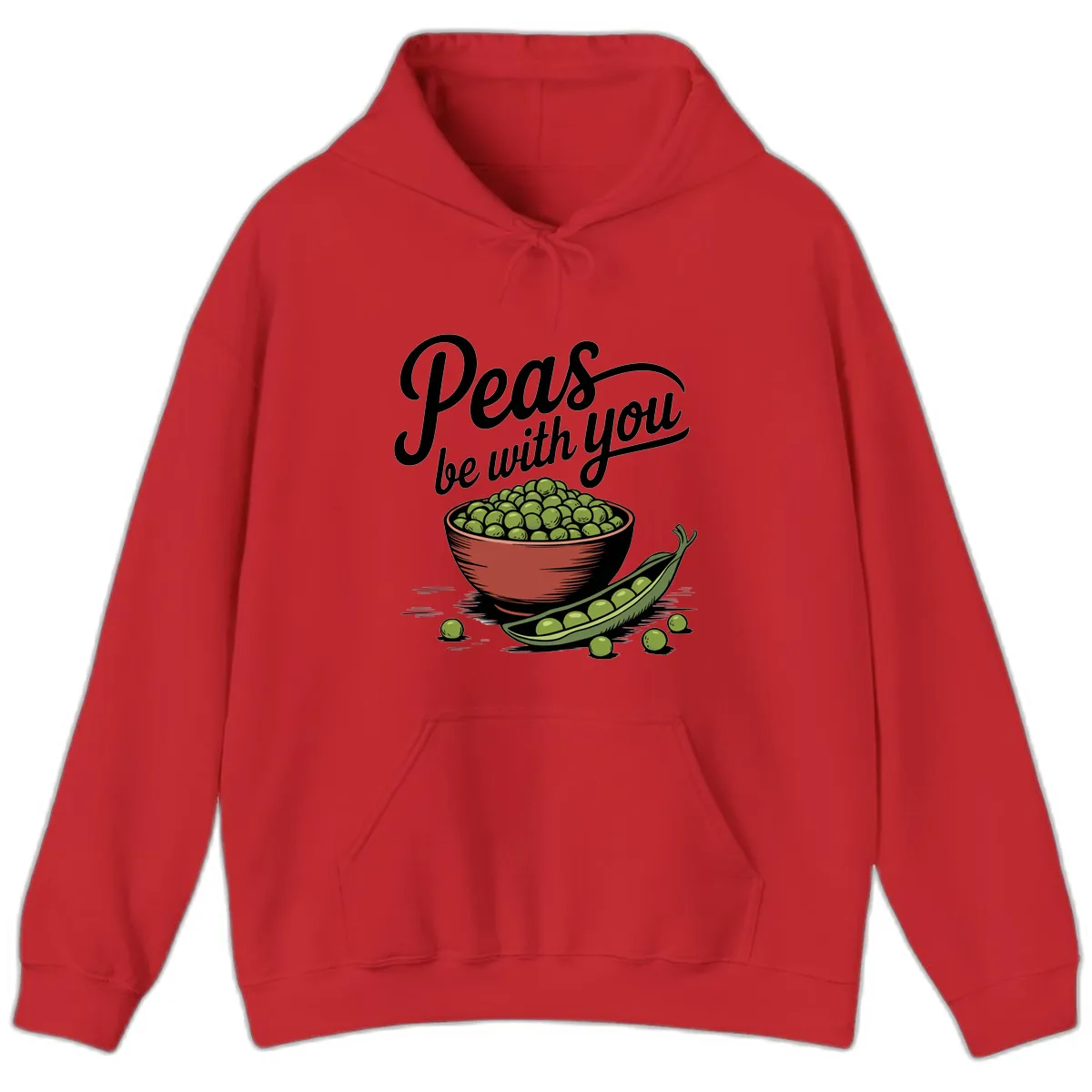 Peas Be With You Pun Graphic Hoodie in Red