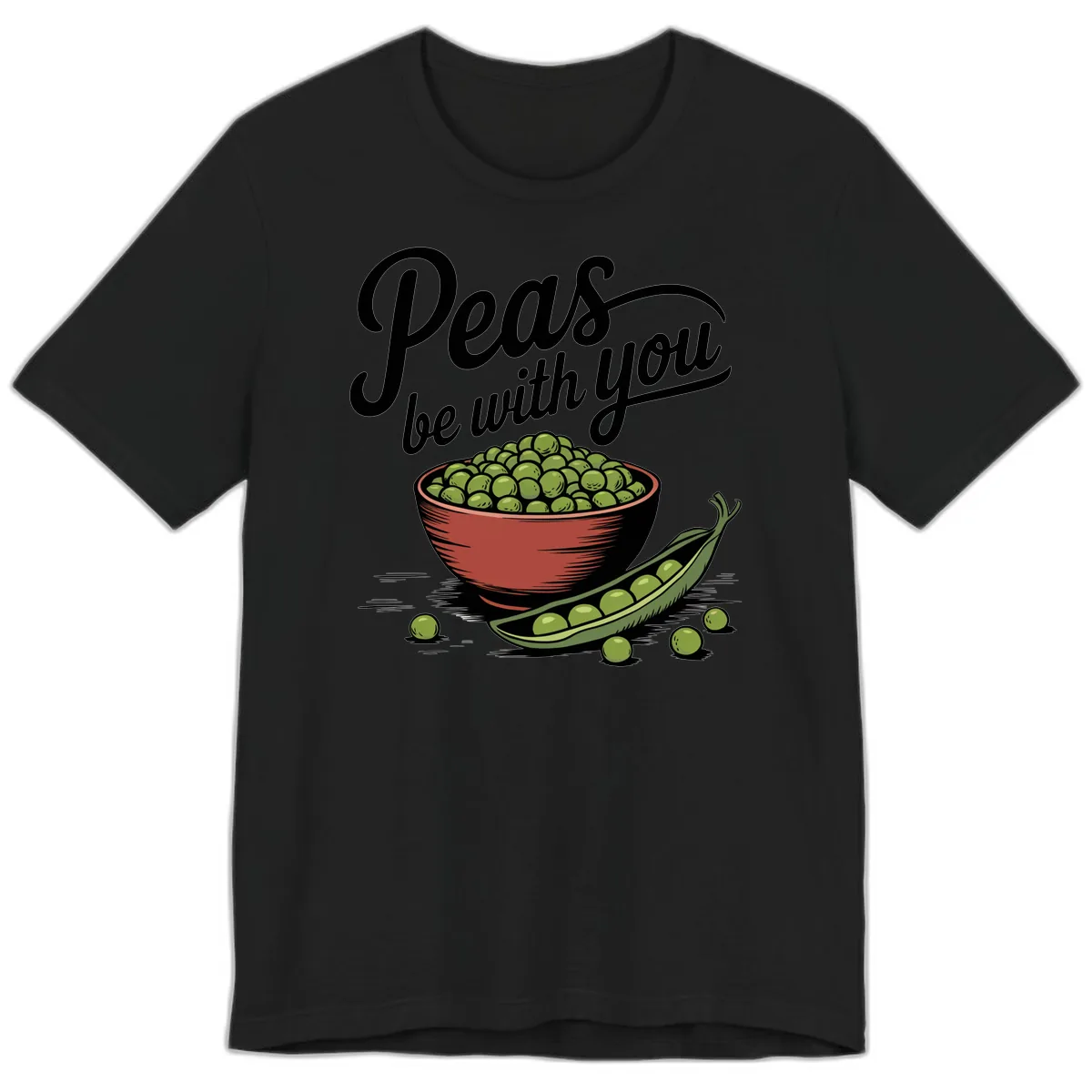 Peas Be With You Pun Graphic Premium T-Shirt in Black