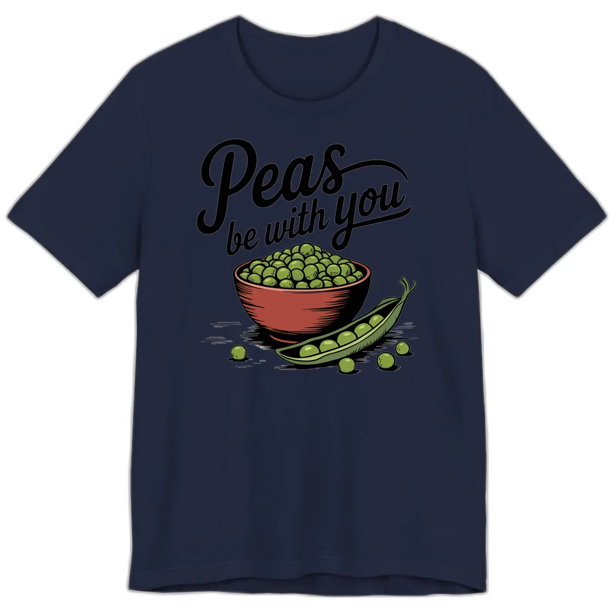 Peas Be With You Pun Graphic Premium T-Shirt in Navy
