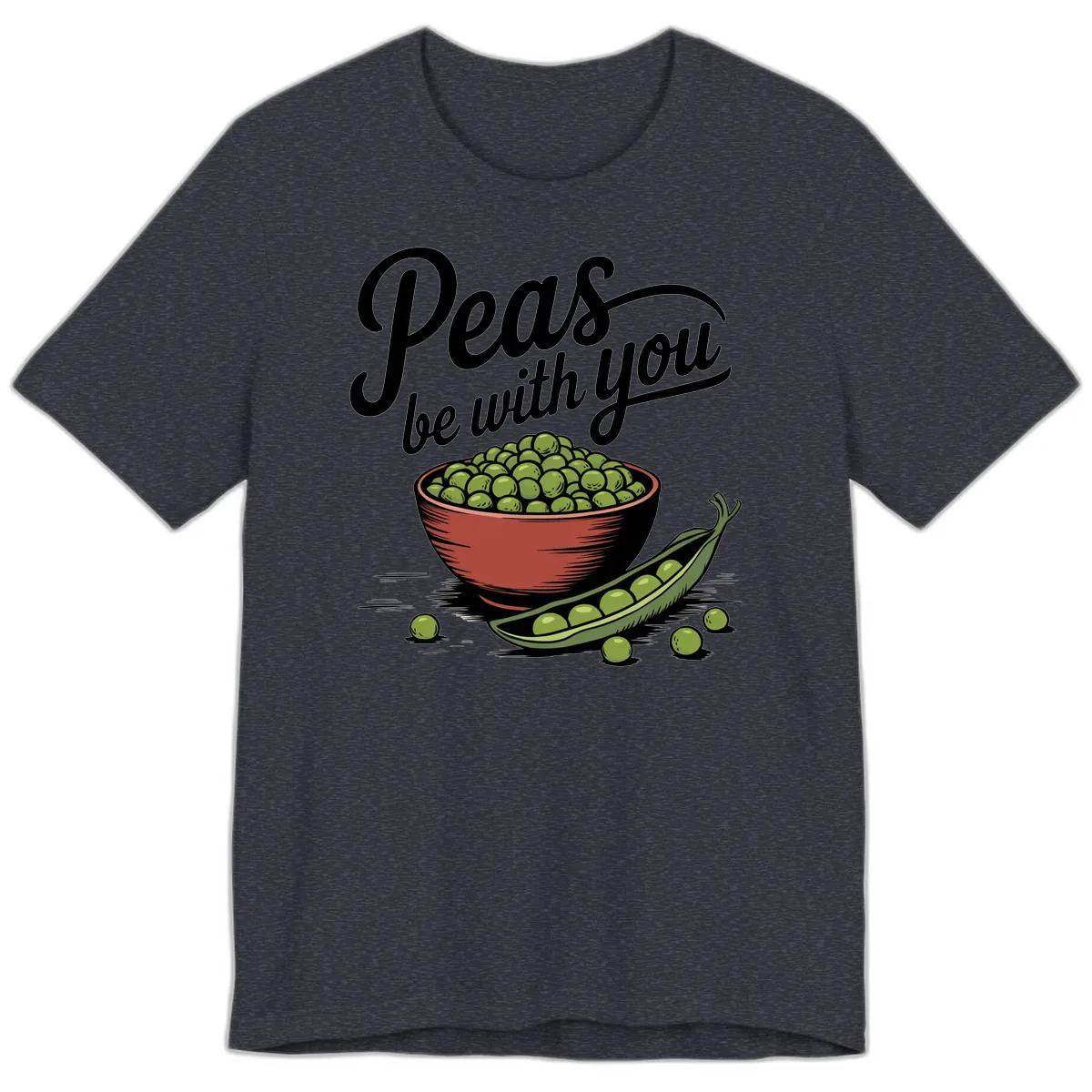 Peas Be With You Pun Graphic Premium T-Shirt in Heather Navy