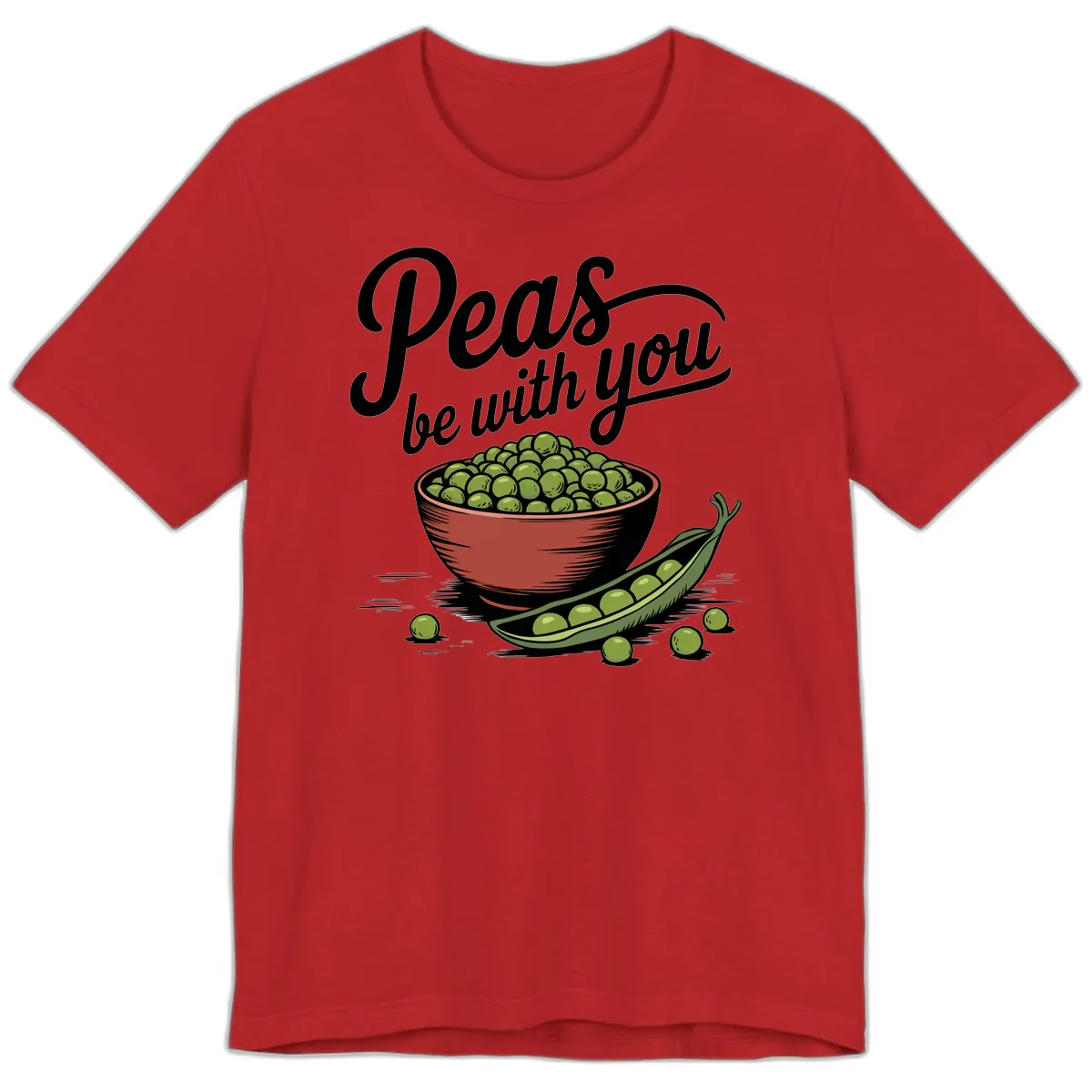 Peas Be With You Pun Graphic Premium T-Shirt in Red